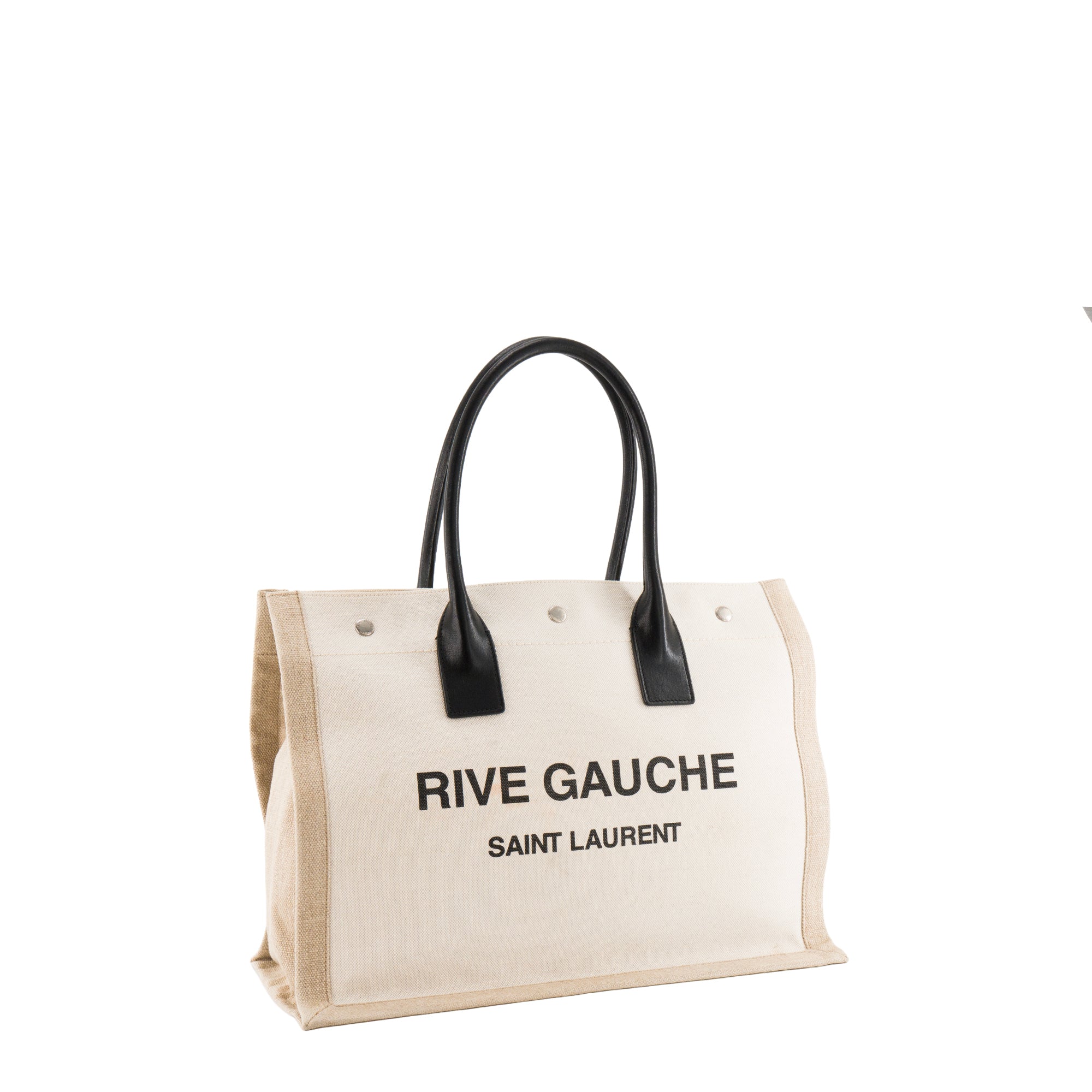 SAINT LAURENT - Sac cabas Rive Gauche Saint Laurent en toile beige