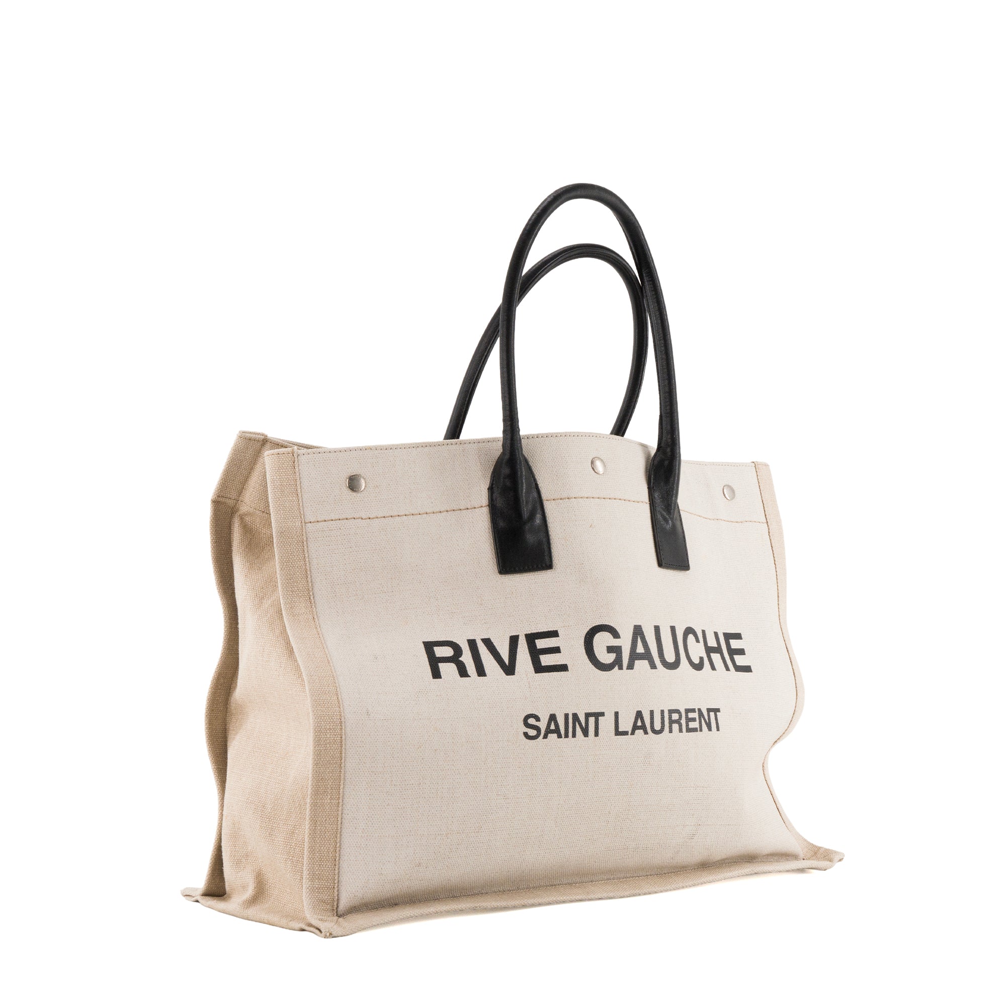 SAINT LAURENT - Sac cabas Rive Gauche Saint Laurent en toile beige