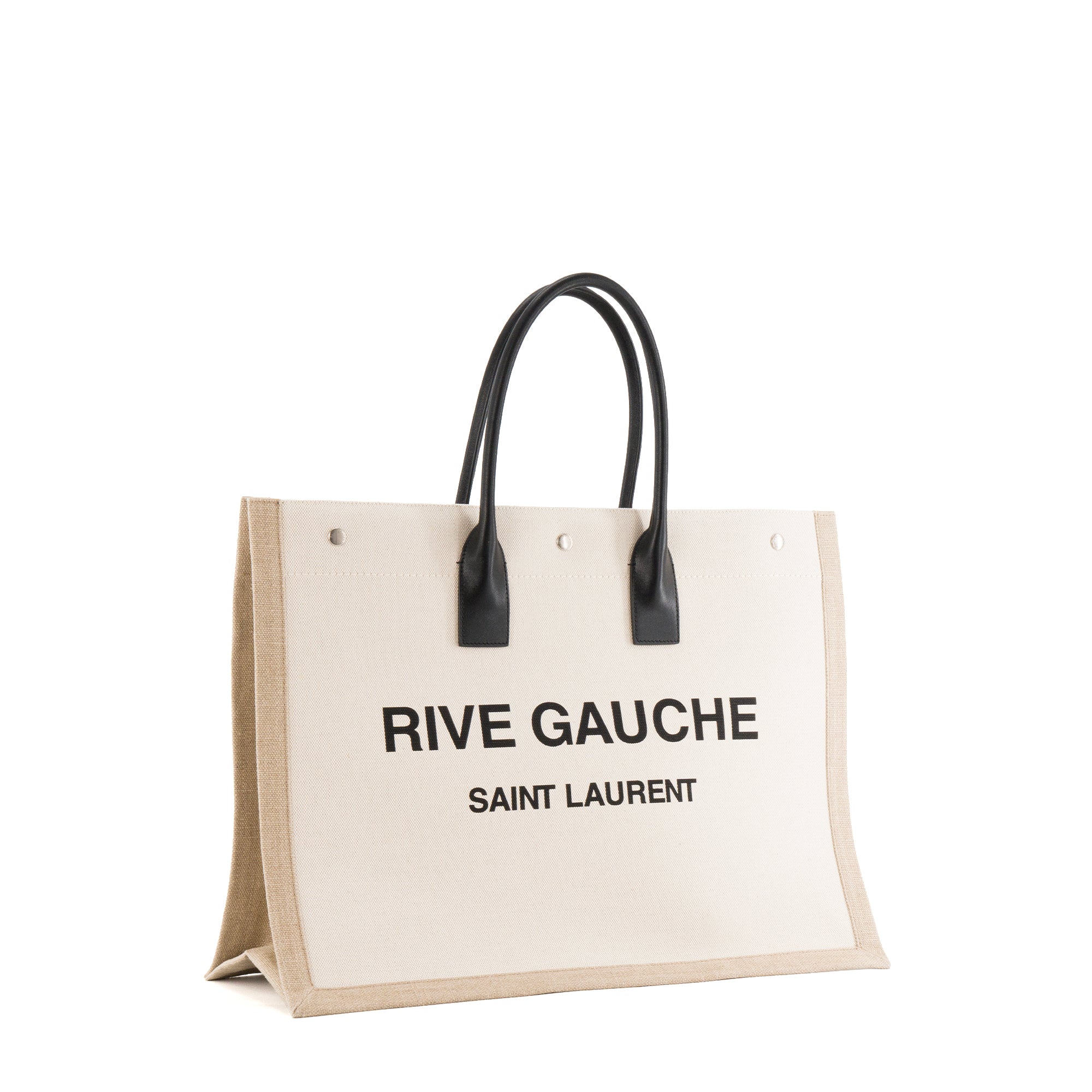 SAINT LAURENT - Sac cabas Rive Gauche Saint Laurent en toile beige