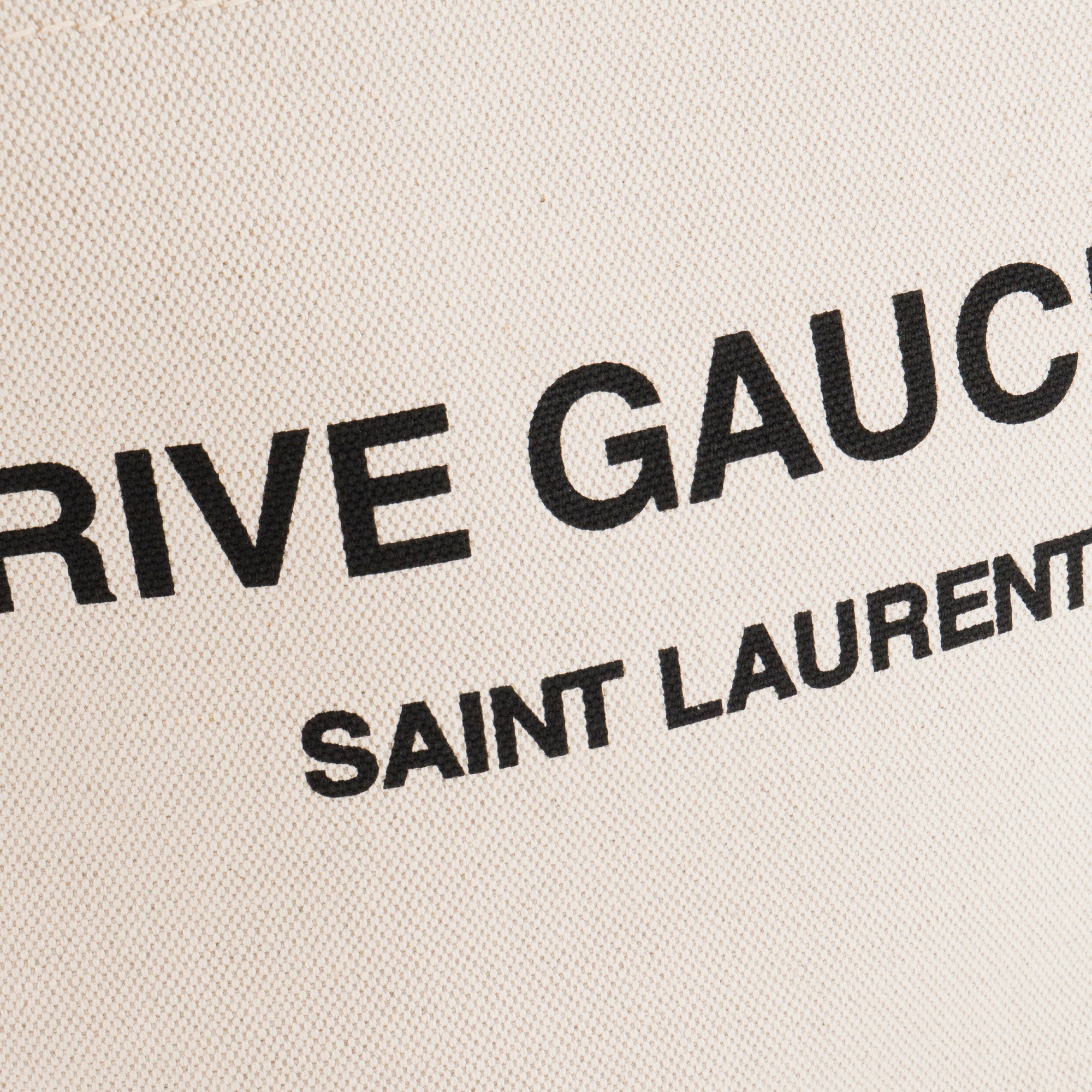 SAINT LAURENT - Sac Cabas Rive Gauche Saint Laurent en toile beige et cuir marron