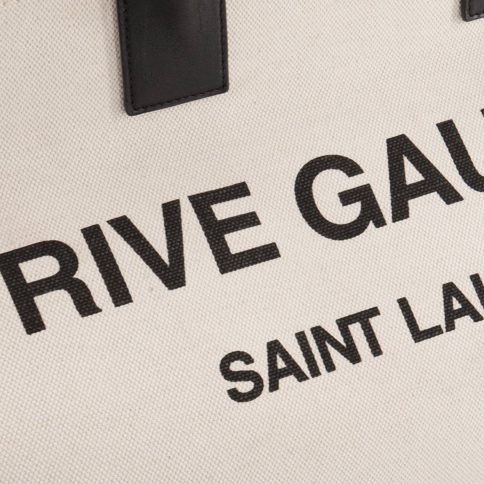 SAINT LAURENT - Sac cabas Rive Gauche Saint Laurent en toile beige et noire