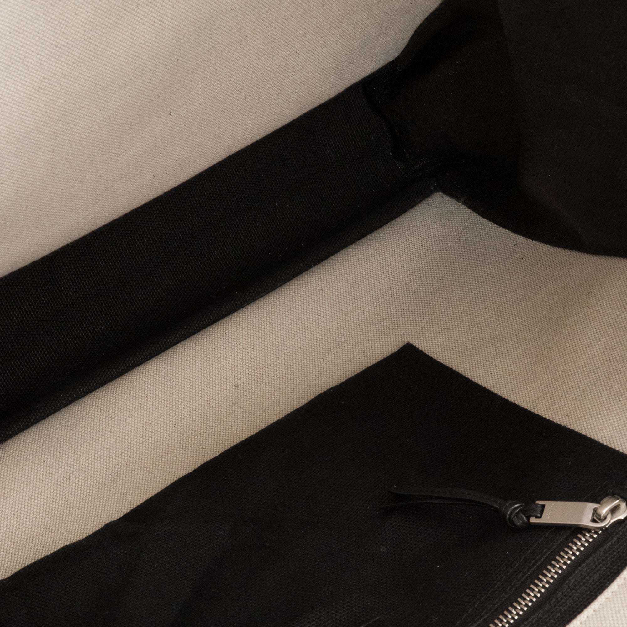 SAINT LAURENT - Sac cabas Rive Gauche Saint Laurent en toile beige et noire