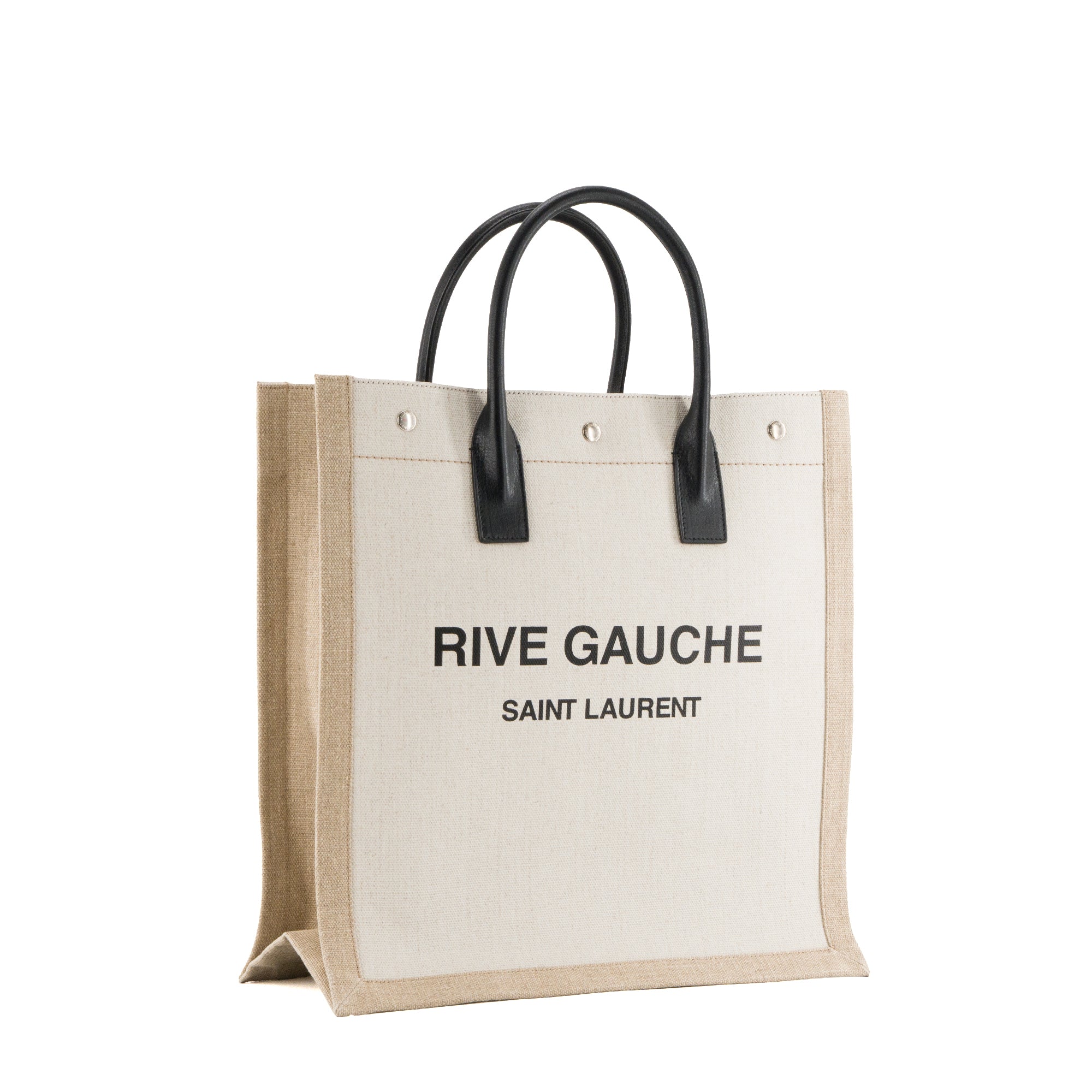 SAINT LAURENT - Sac cabas Rive Gauche Saint Laurent en toile beige