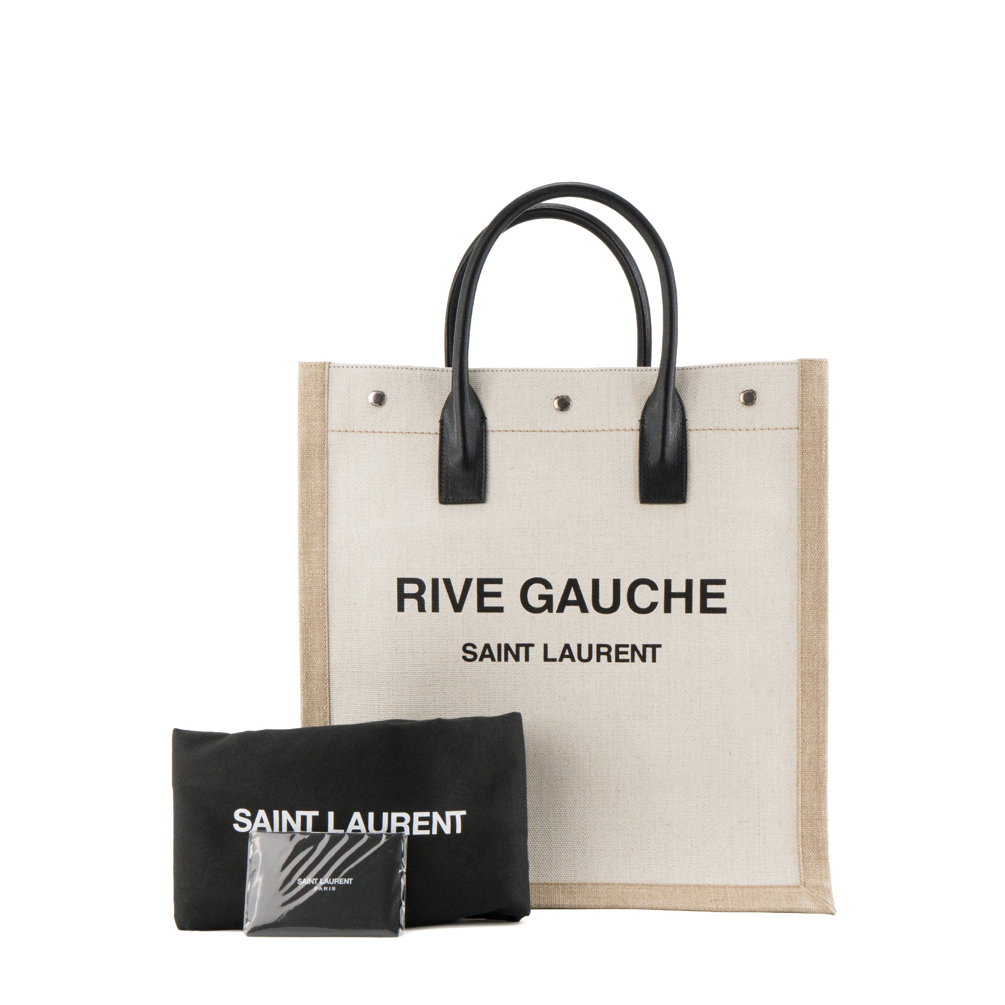 SAINT LAURENT - Sac cabas Rive Gauche Saint Laurent en toile beige