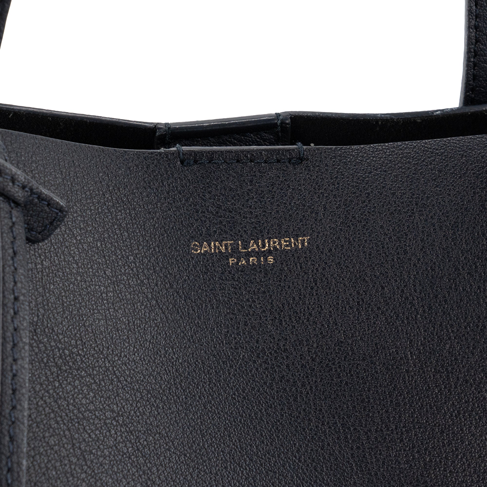 SAINT LAURENT - Sac Cabas Shopping Saint Laurent en cuir grainé bleu marine