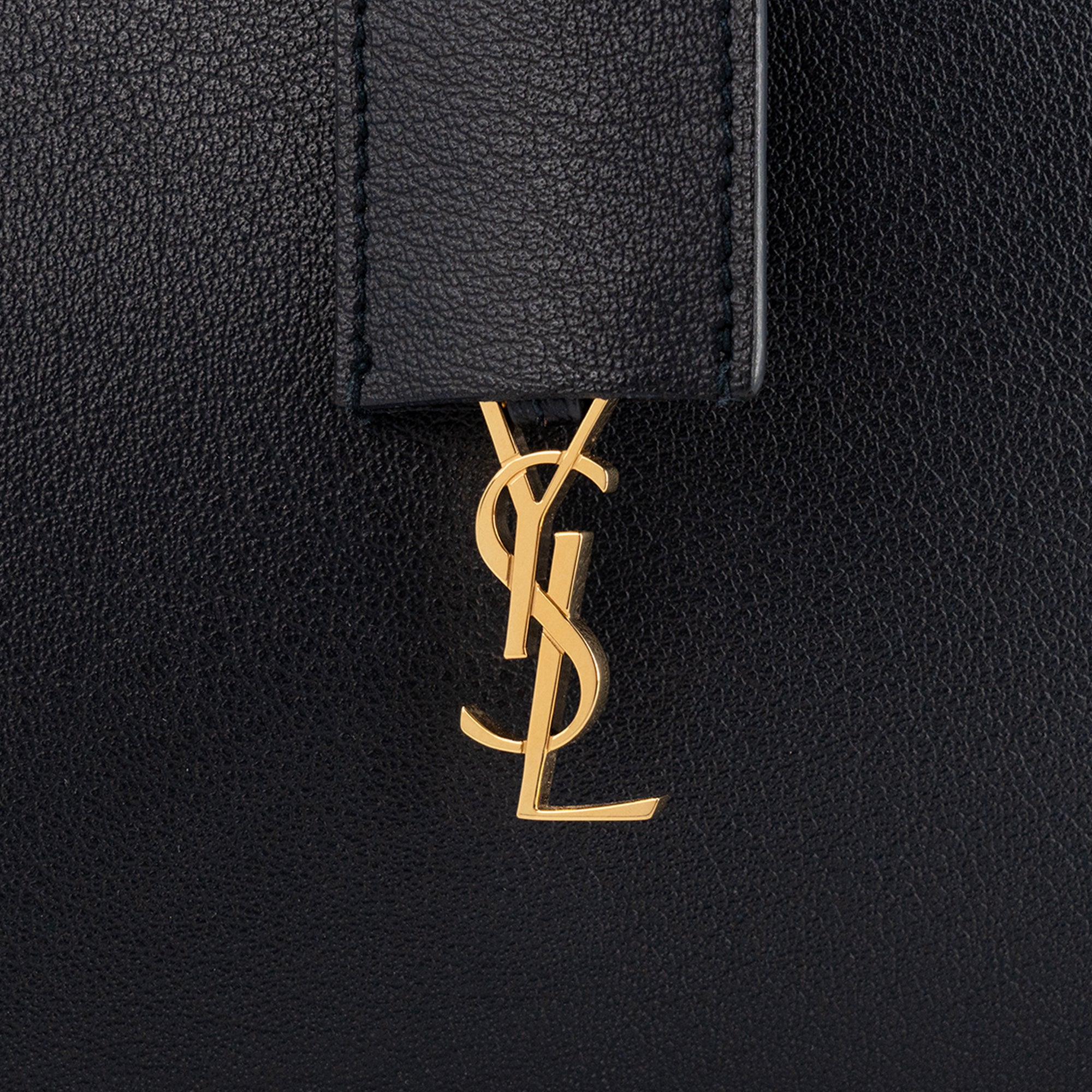 SAINT LAURENT - Sac Cabas Shopping Saint Laurent en cuir grainé bleu marine