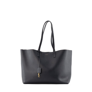 SAINT LAURENT - Sac Cabas Shopping Saint Laurent en cuir grainé bleu marine