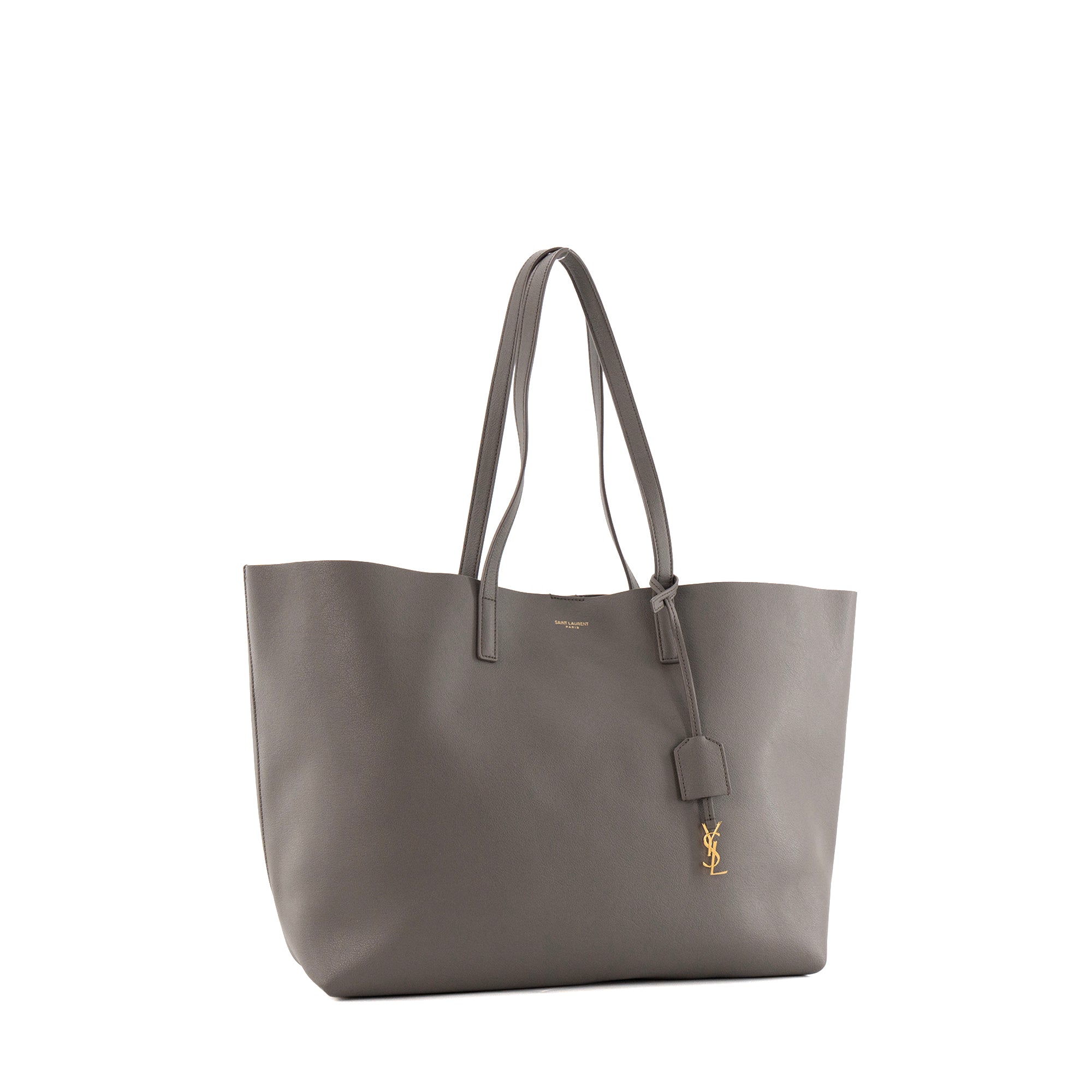 SAINT LAURENT - Sac Cabas Shopping Saint Laurent en cuir grainé gris