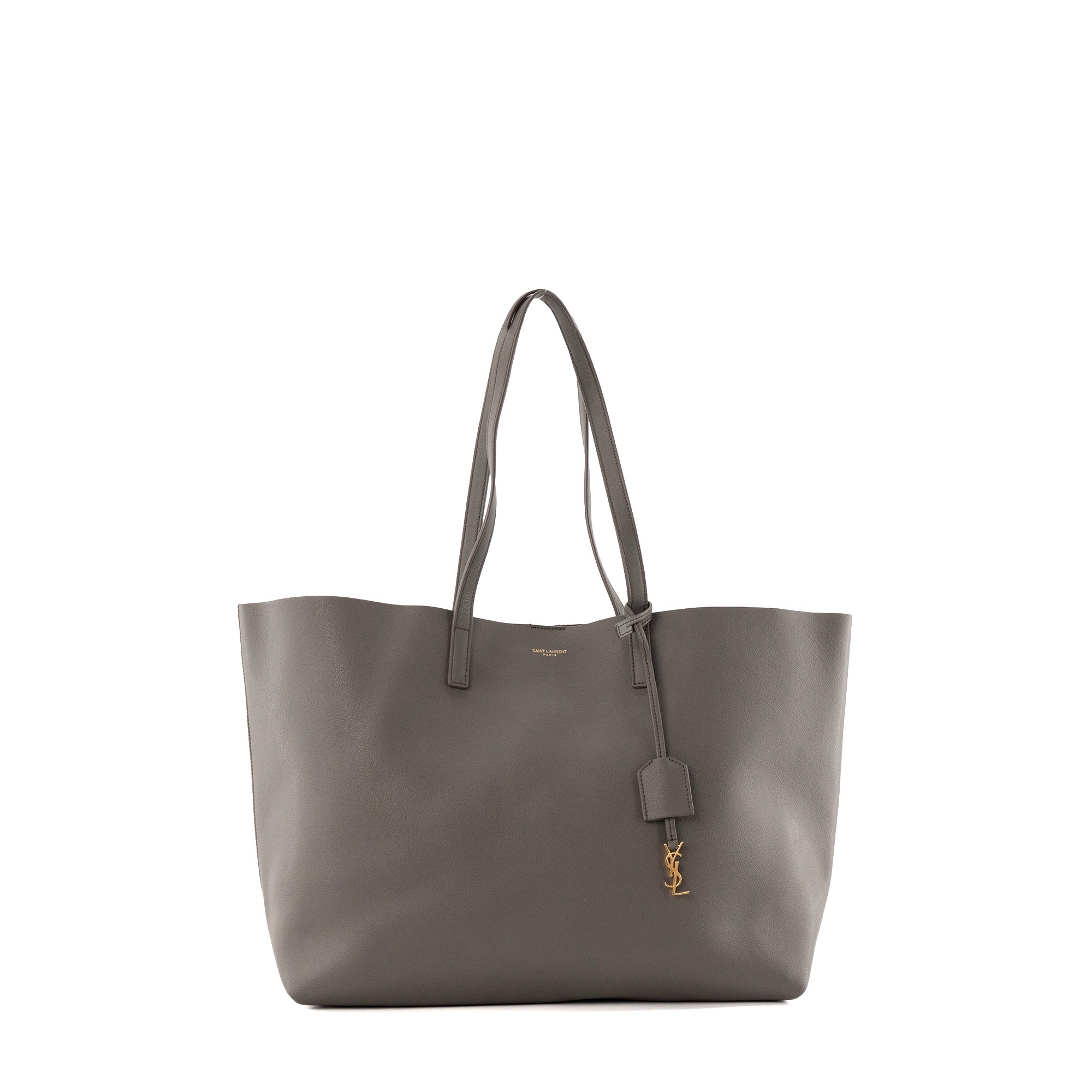 SAINT LAURENT - Sac Cabas Shopping Saint Laurent en cuir grainé gris