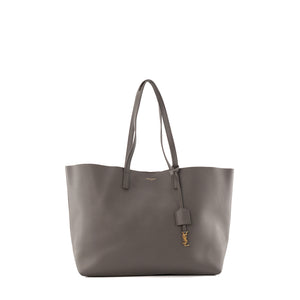 SAINT LAURENT - Sac Cabas Shopping Saint Laurent en cuir grainé gris