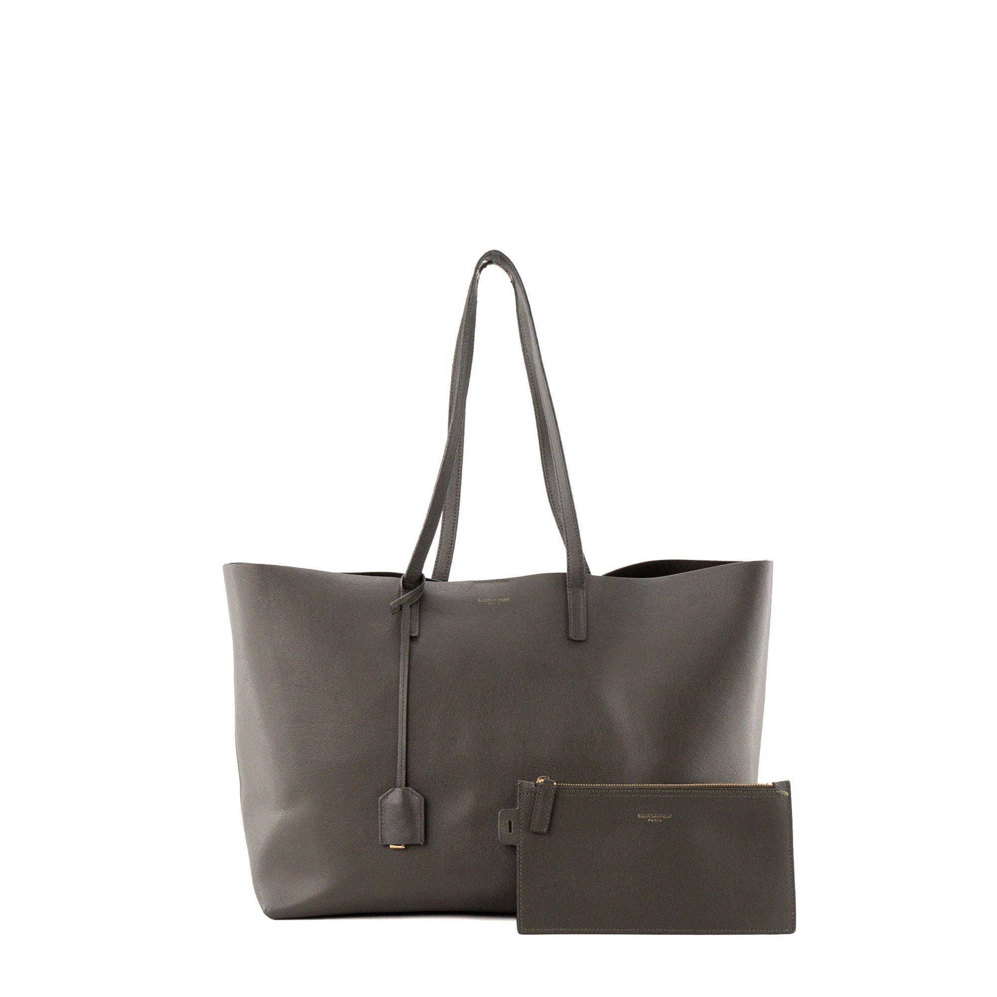 SAINT LAURENT - Sac cabas Shopping Saint Laurent en cuir grainé kaki