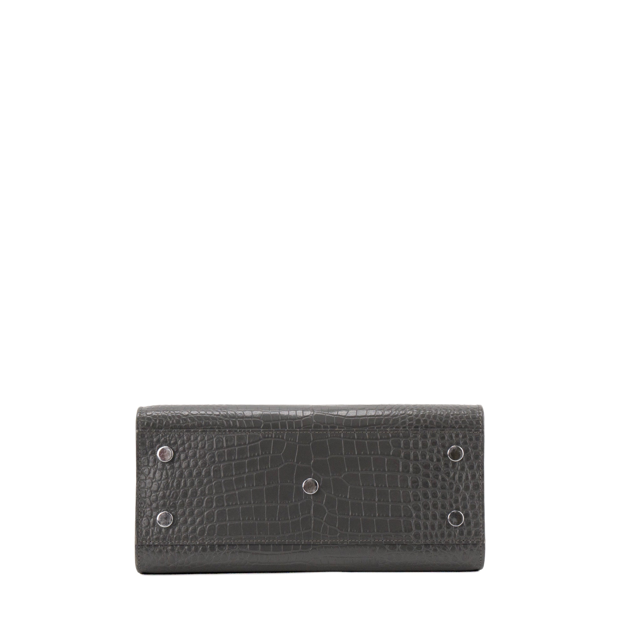 SAINT LAURENT - Sac de jour baby Saint Laurent en cuir embossé croco gris