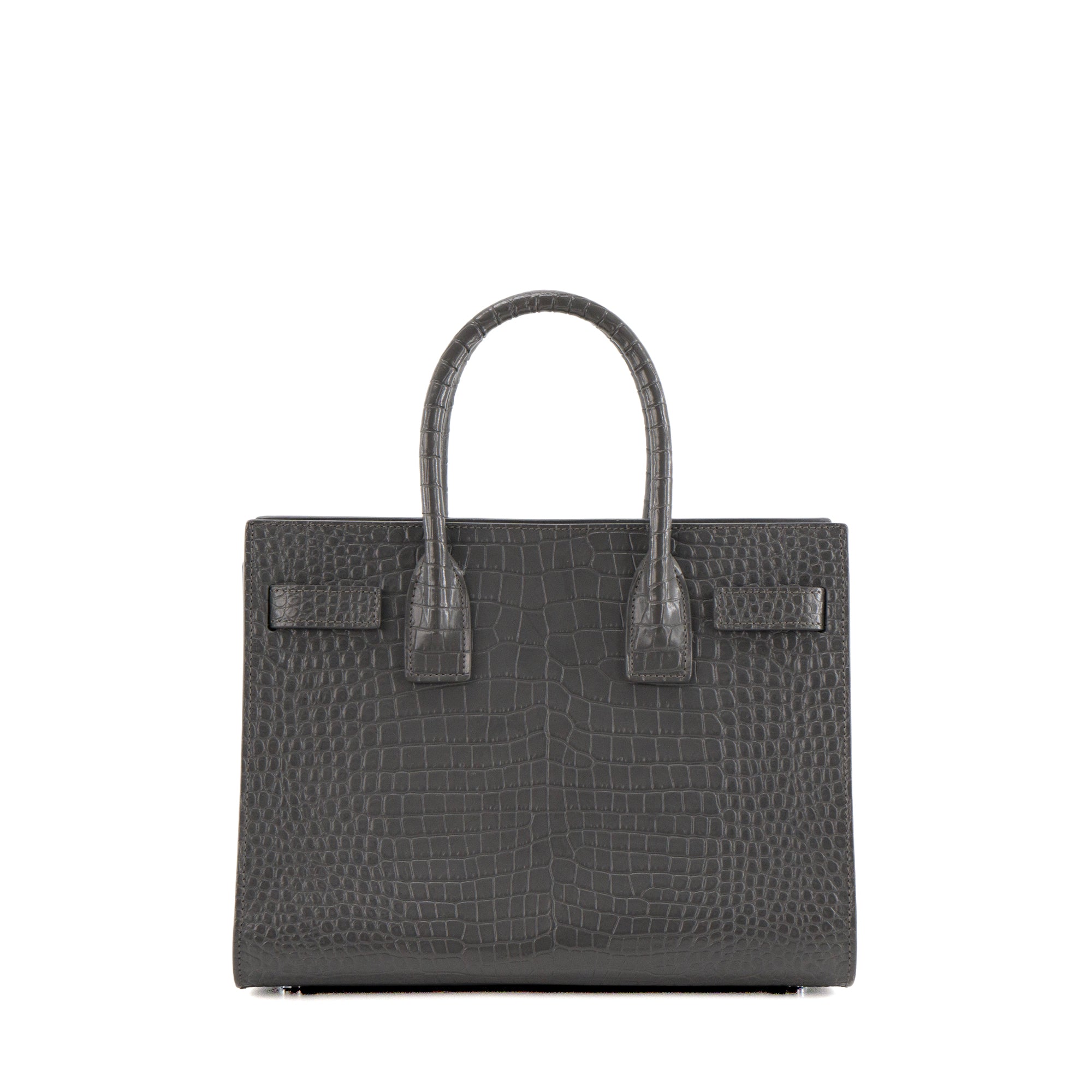 SAINT LAURENT - Sac de jour baby Saint Laurent en cuir embossé croco gris