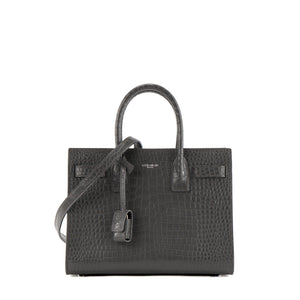 SAINT LAURENT - Sac de jour baby Saint Laurent en cuir embossé croco gris