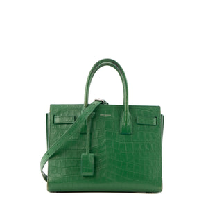 SAINT LAURENT - Sac de Jour baby Saint Laurent en cuir embossé croco vert