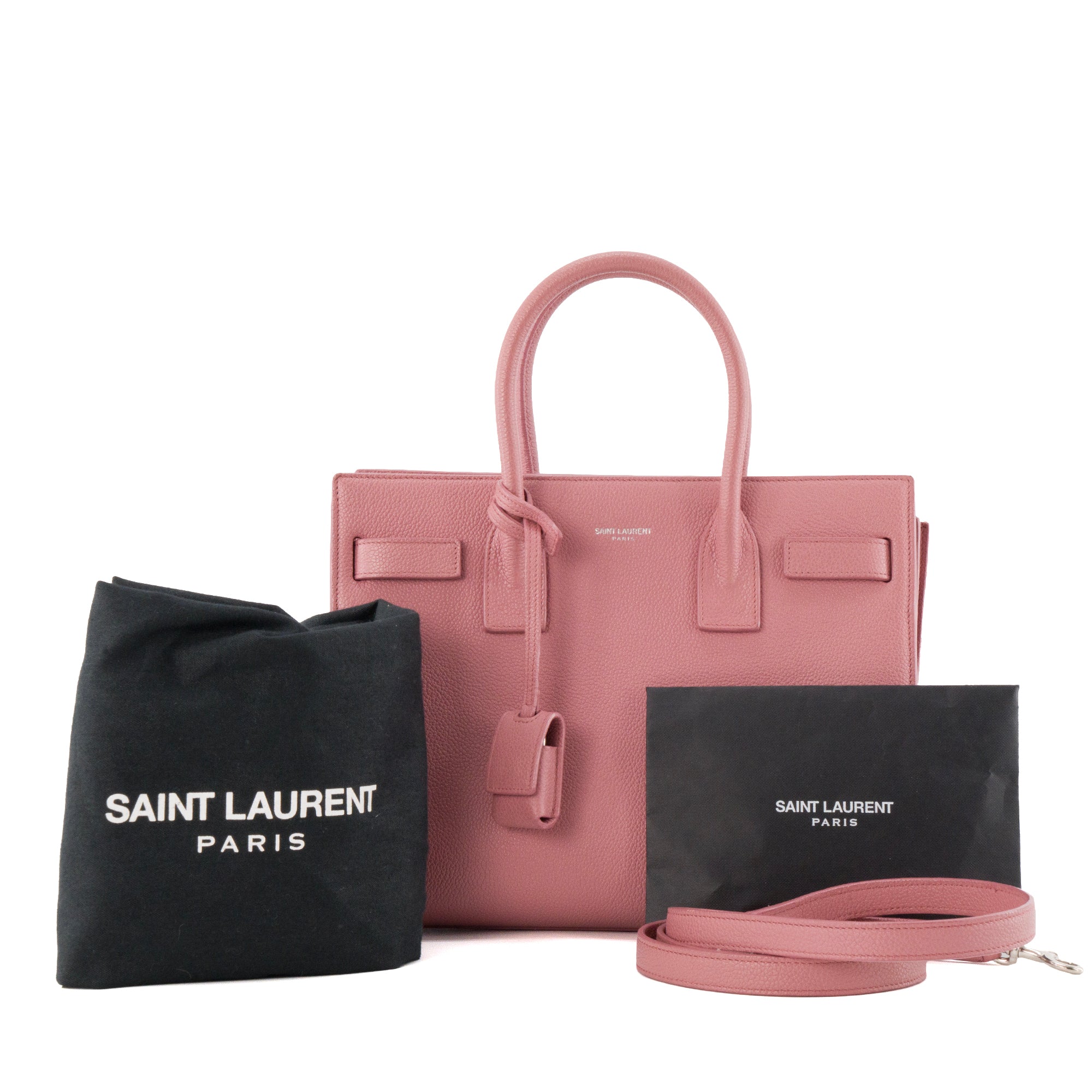 SAINT LAURENT - Sac de jour Baby Saint Laurent en cuir grainé rose ancien