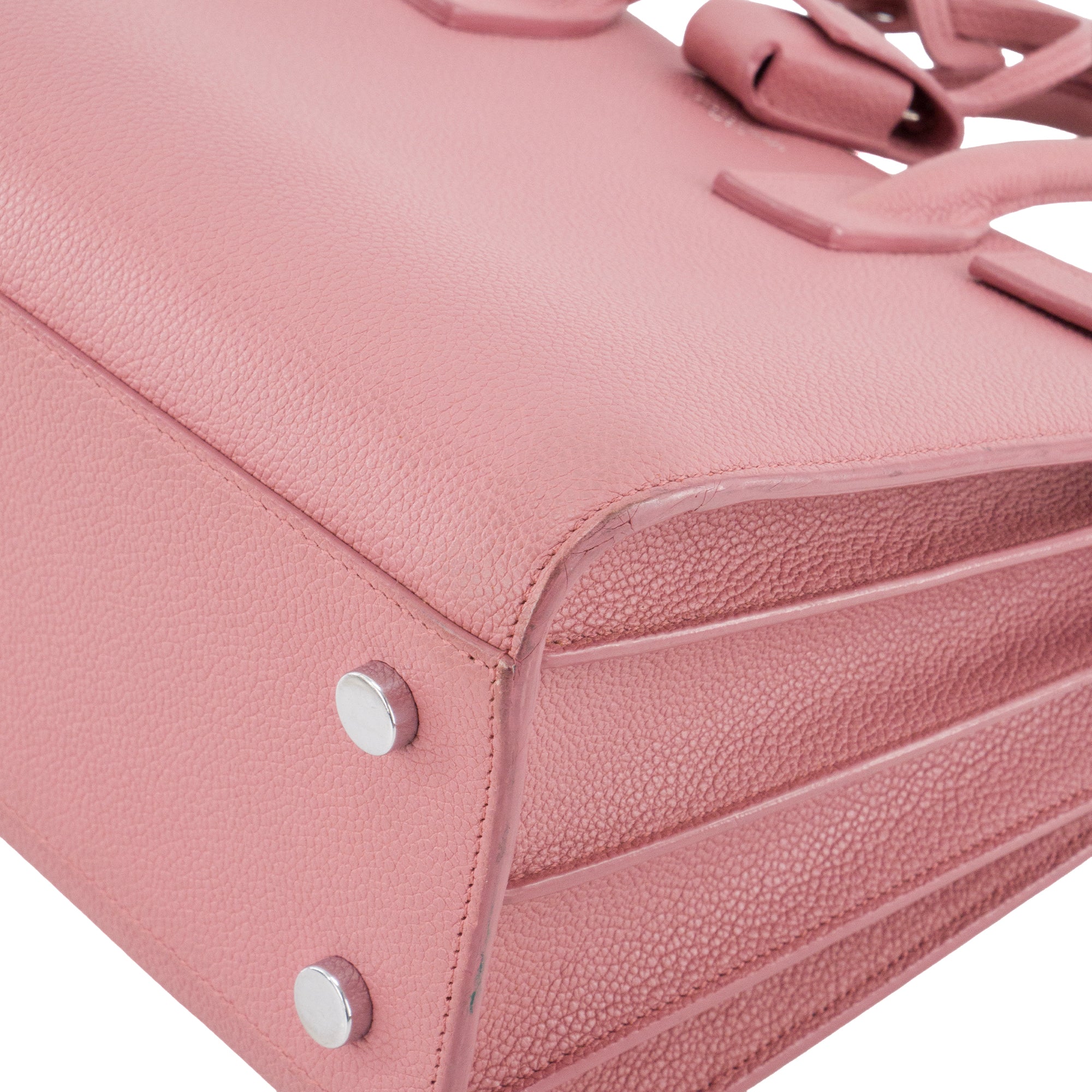 SAINT LAURENT - Sac de jour Baby Saint Laurent en cuir grainé rose ancien