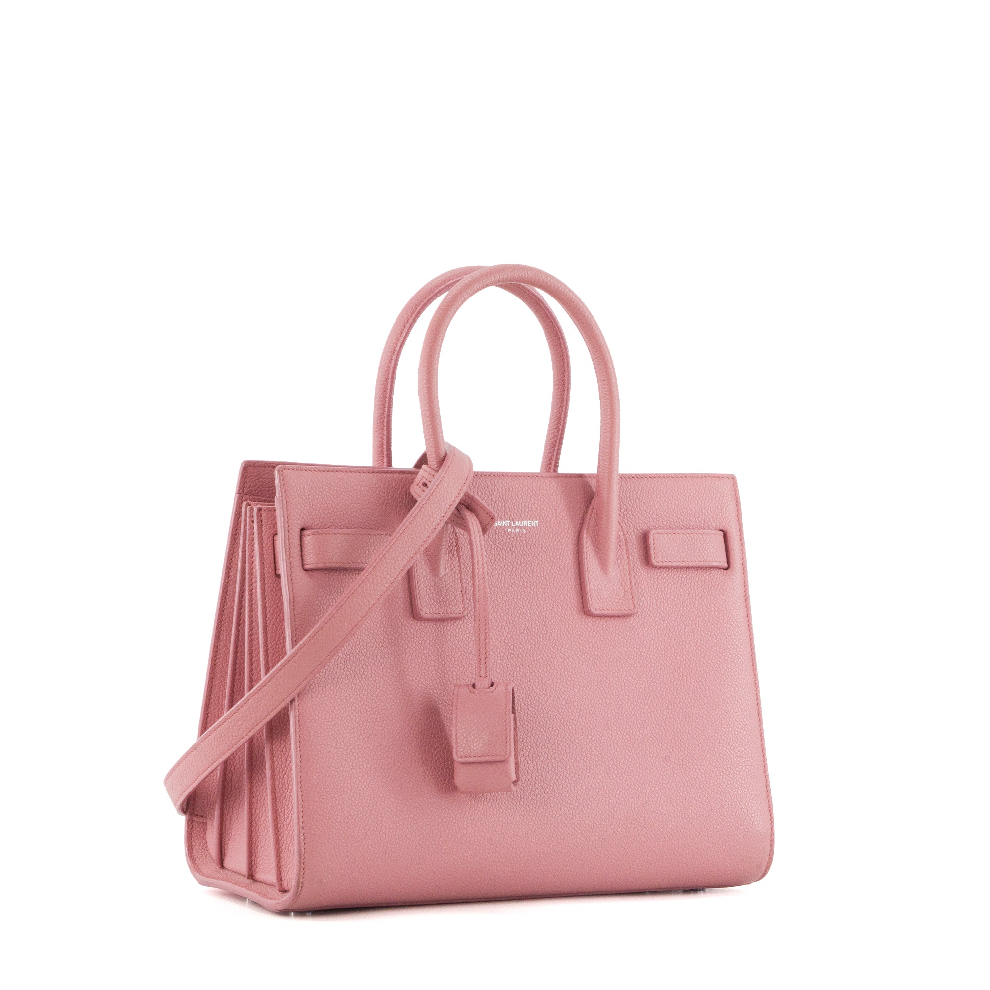 SAINT LAURENT - Sac de jour Baby Saint Laurent en cuir grainé rose ancien