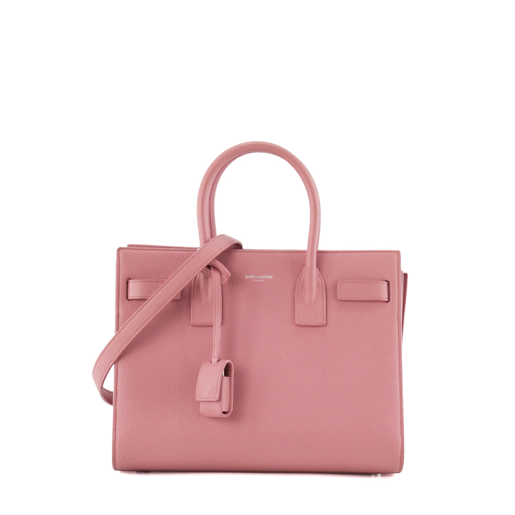 SAINT LAURENT - Sac de jour Baby Saint Laurent en cuir grainé rose ancien