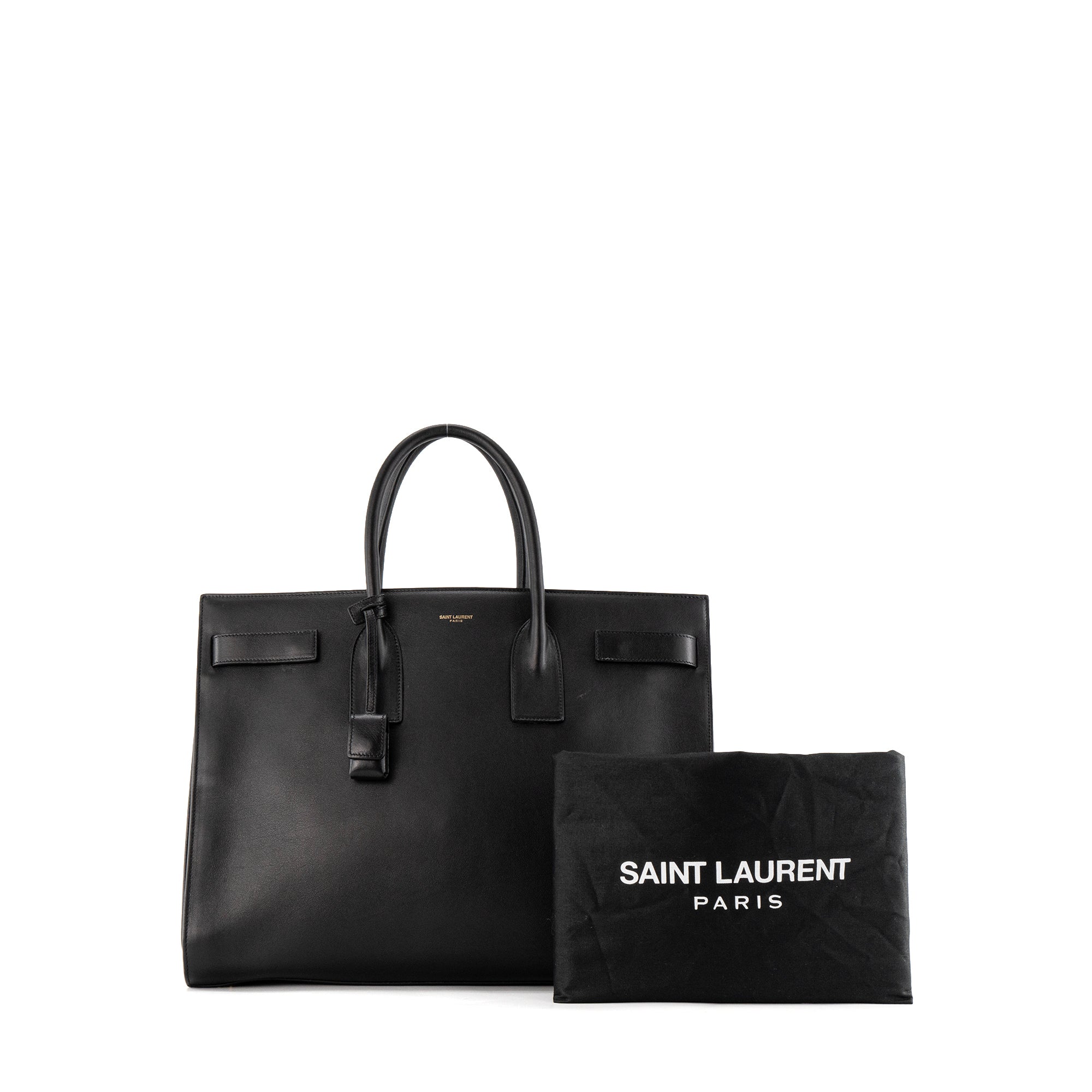 SAINT LAURENT - Sac de Jour Large Saint Laurent en cuir grainé noir