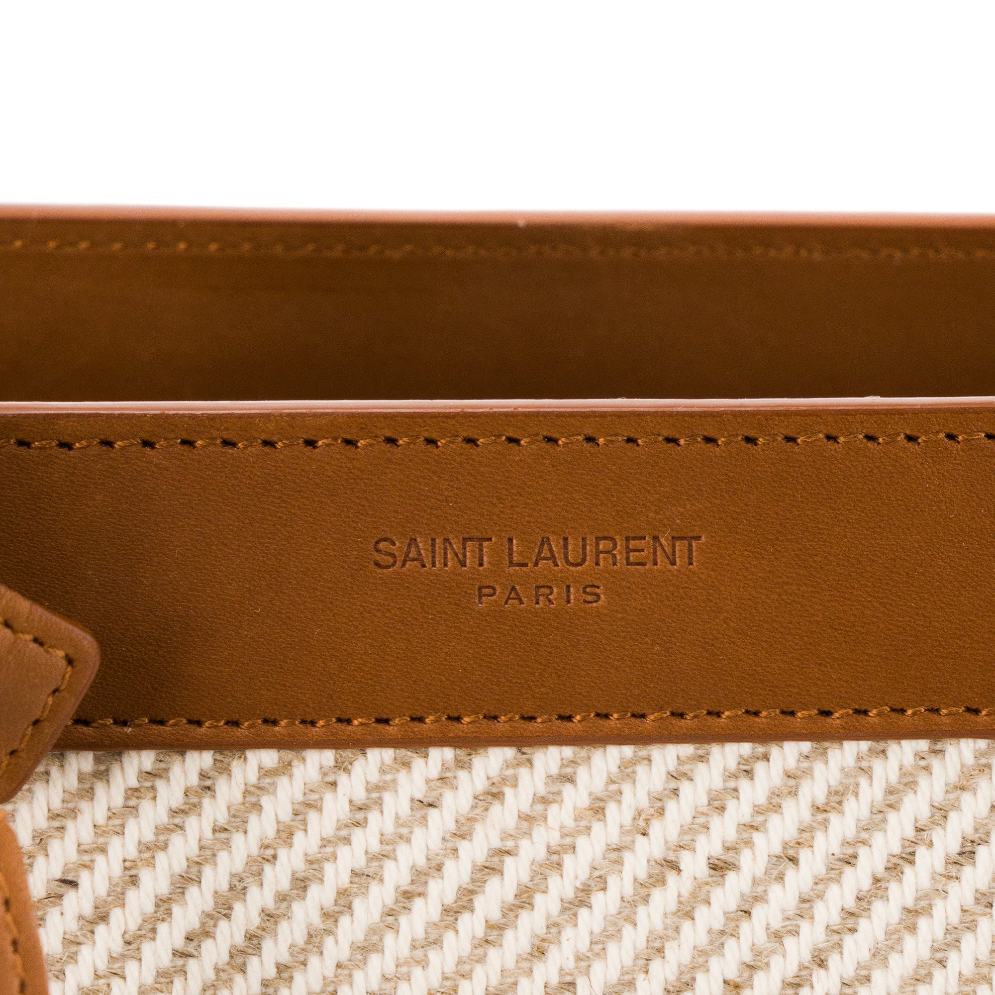 SAINT LAURENT - Sac de Jour large Saint Laurent en cuir naturel et toile beige