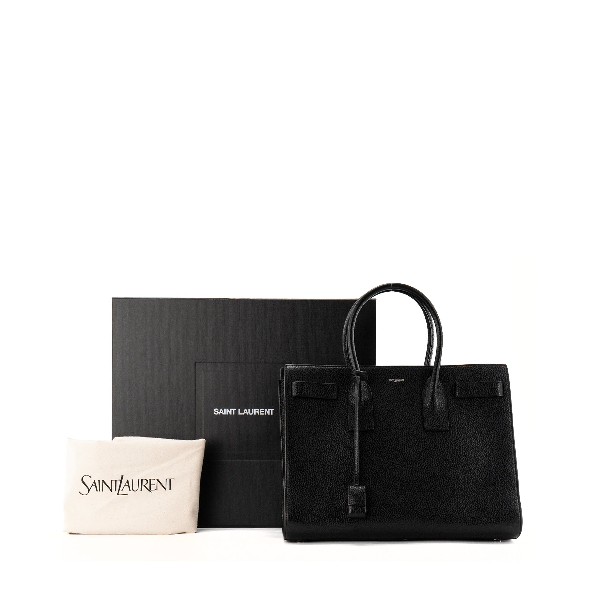 SAINT LAURENT - Sac de Jour Saint Laurent en cuir grainé noir