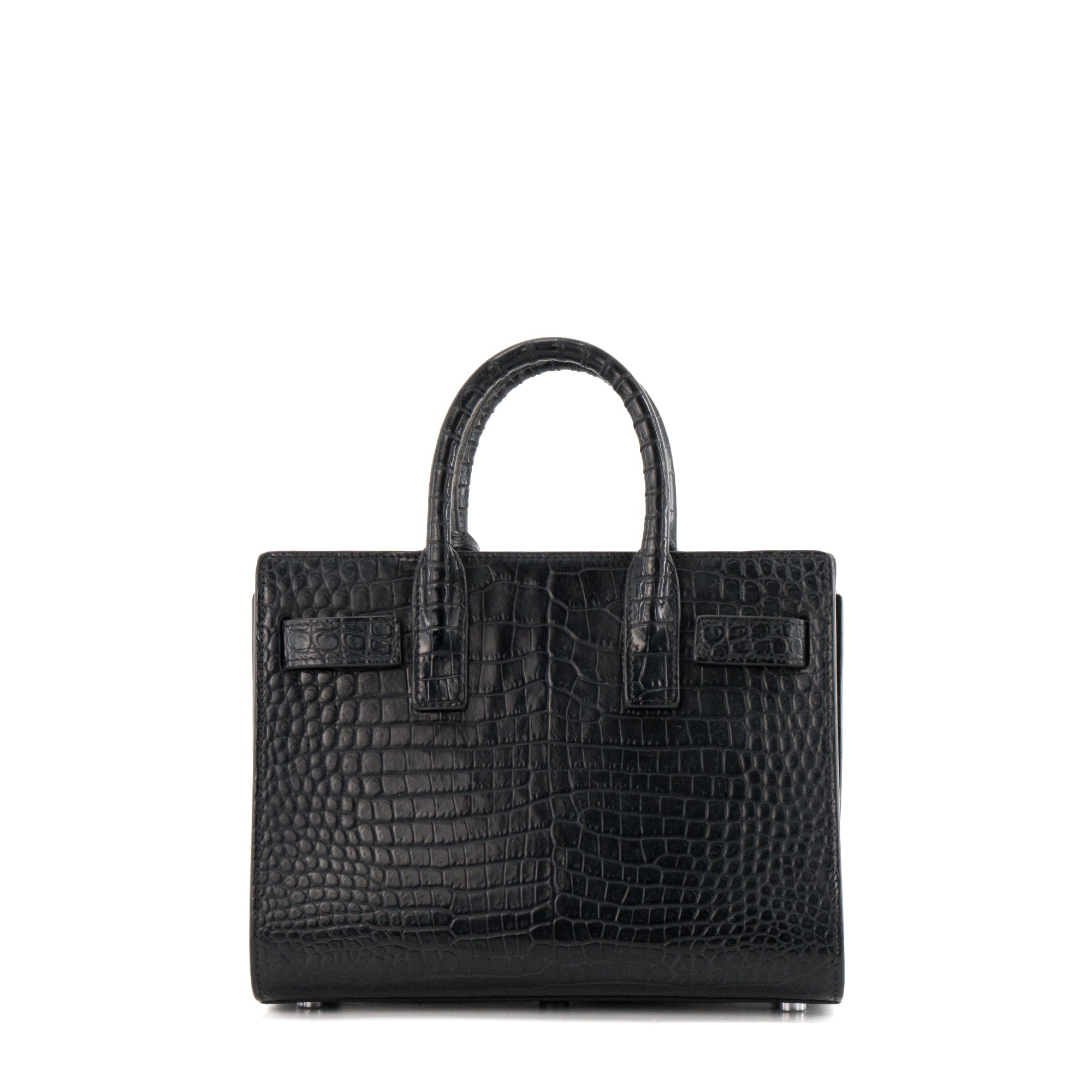 SAINT LAURENT - Sac de Jour nano Saint Laurent en cuir embossé croco noir