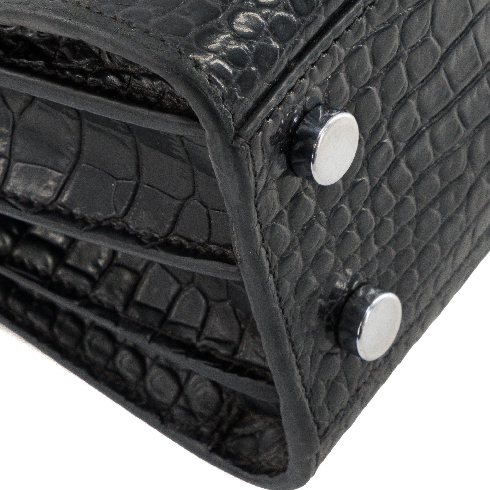 SAINT LAURENT - Sac de Jour nano Saint Laurent en cuir embossé croco noir