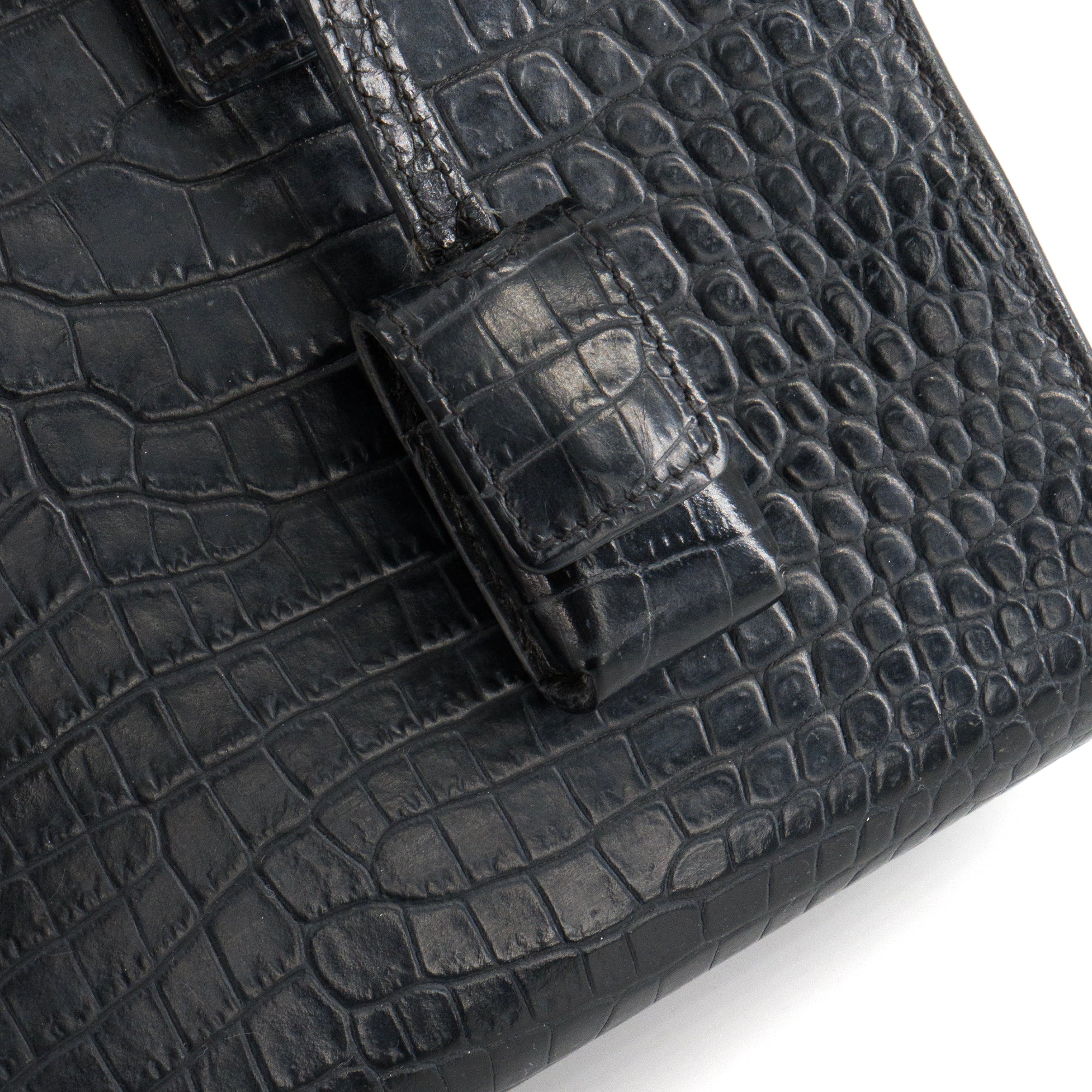 SAINT LAURENT - Sac de Jour nano Saint Laurent en cuir embossé croco noir