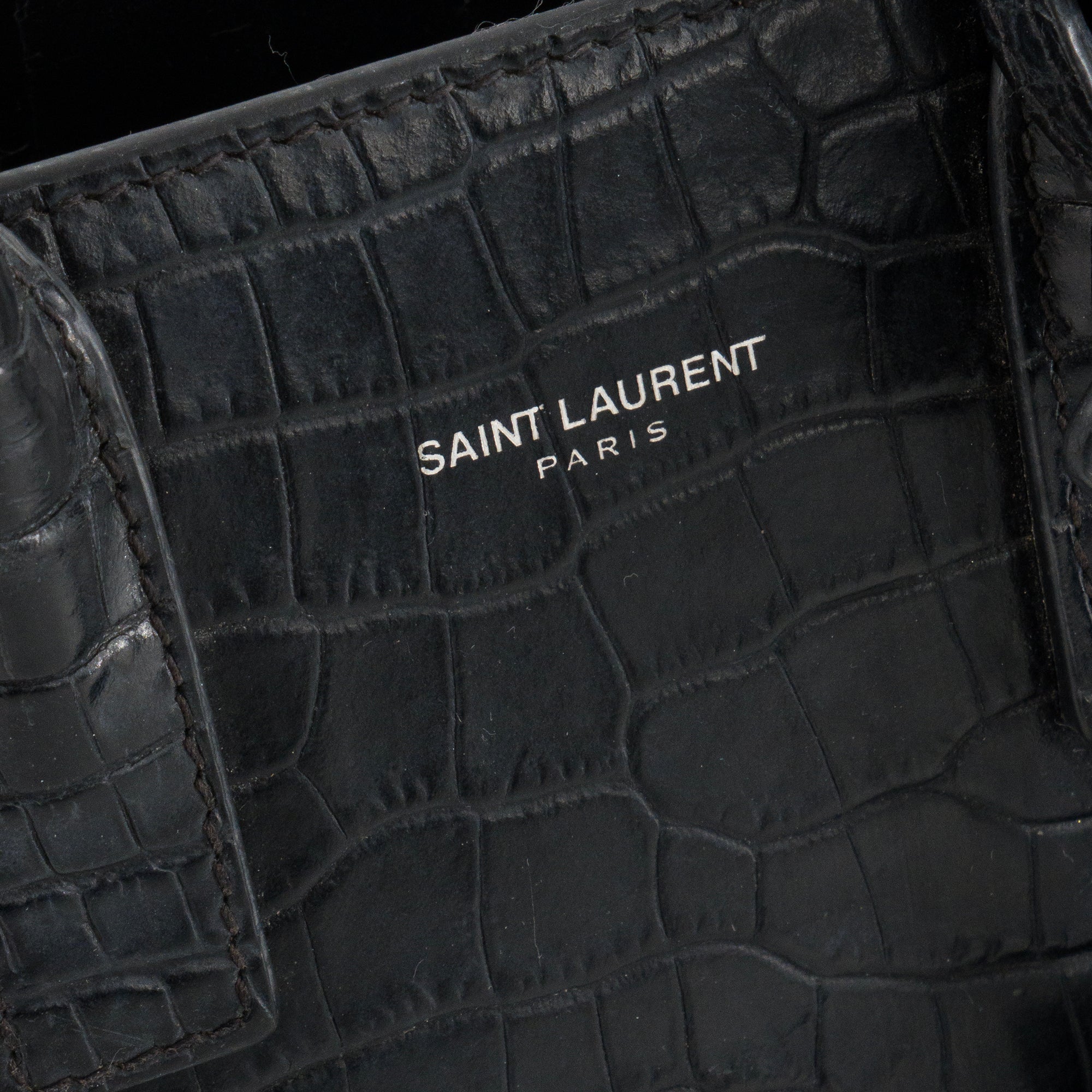 SAINT LAURENT - Sac de Jour nano Saint Laurent en cuir embossé croco noir