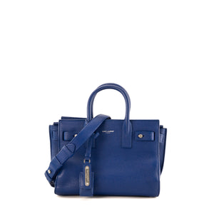 SAINT LAURENT - Sac de jour Nano Saint Laurent en cuir grainé bleu roi