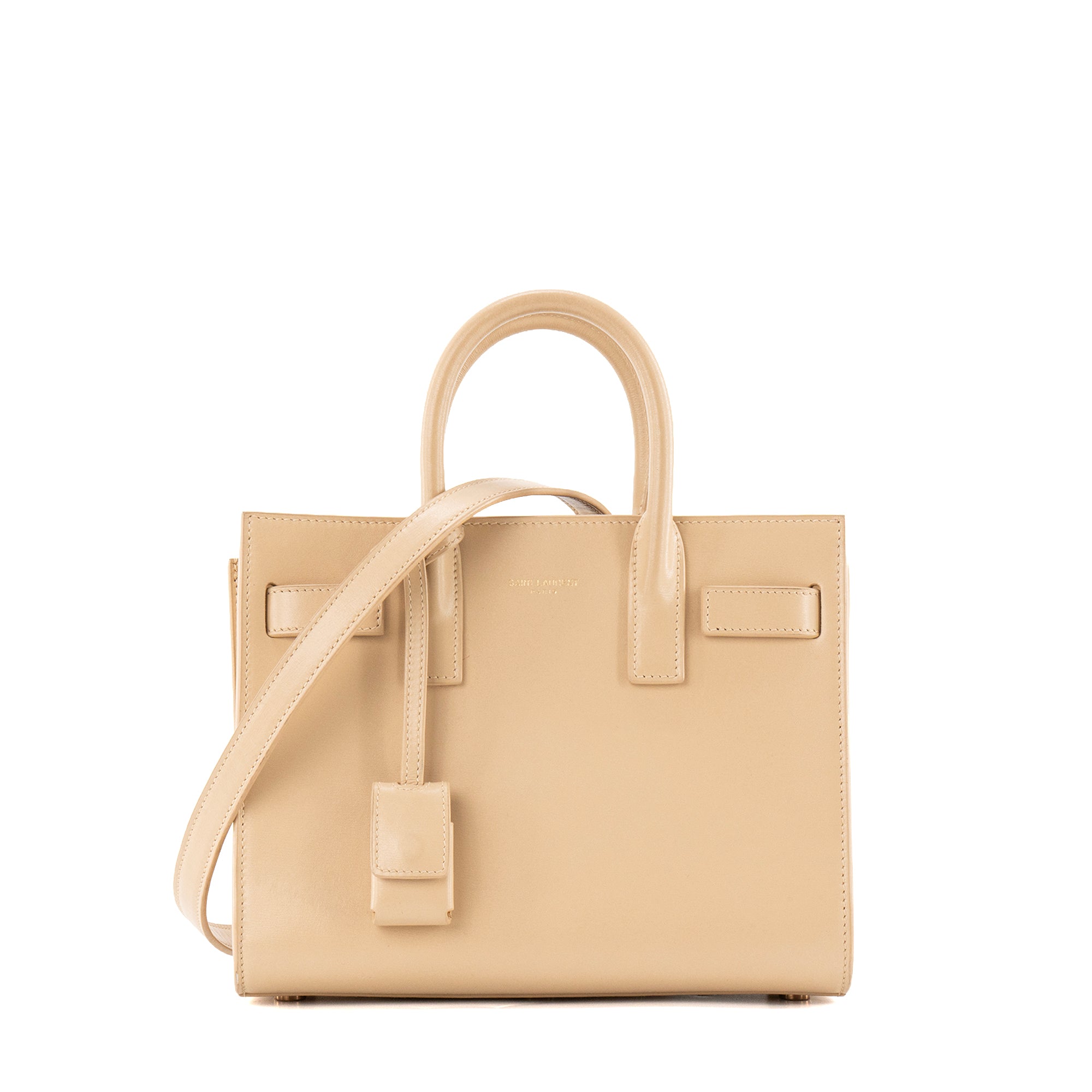SAINT LAURENT - Sac de Jour nano Saint Laurent en cuir lisse beige