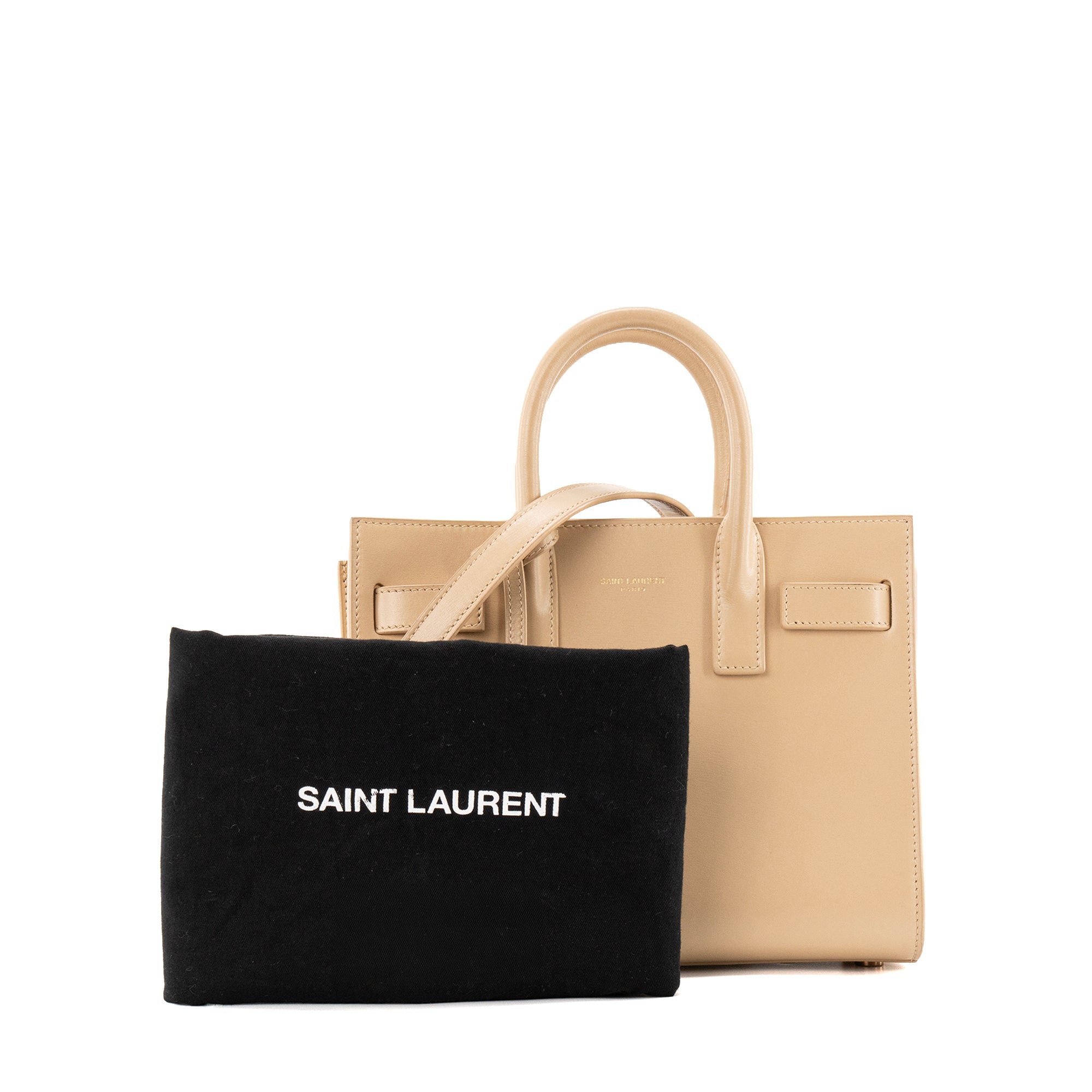 SAINT LAURENT - Sac de Jour nano Saint Laurent en cuir lisse beige