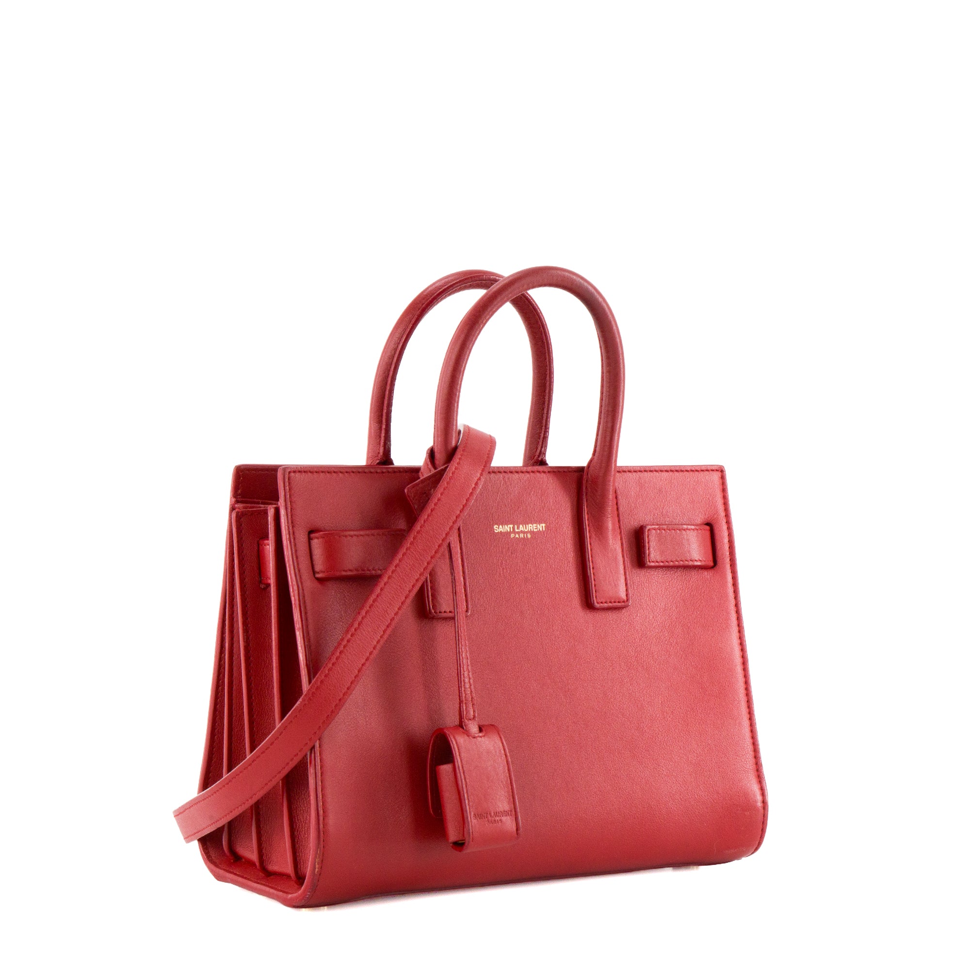SAINT LAURENT - Sac de jour Nano Saint Laurent en cuir lisse rouge