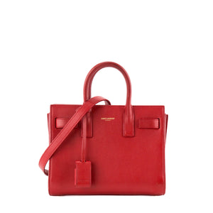 SAINT LAURENT - Sac de jour Nano Saint Laurent en cuir lisse rouge