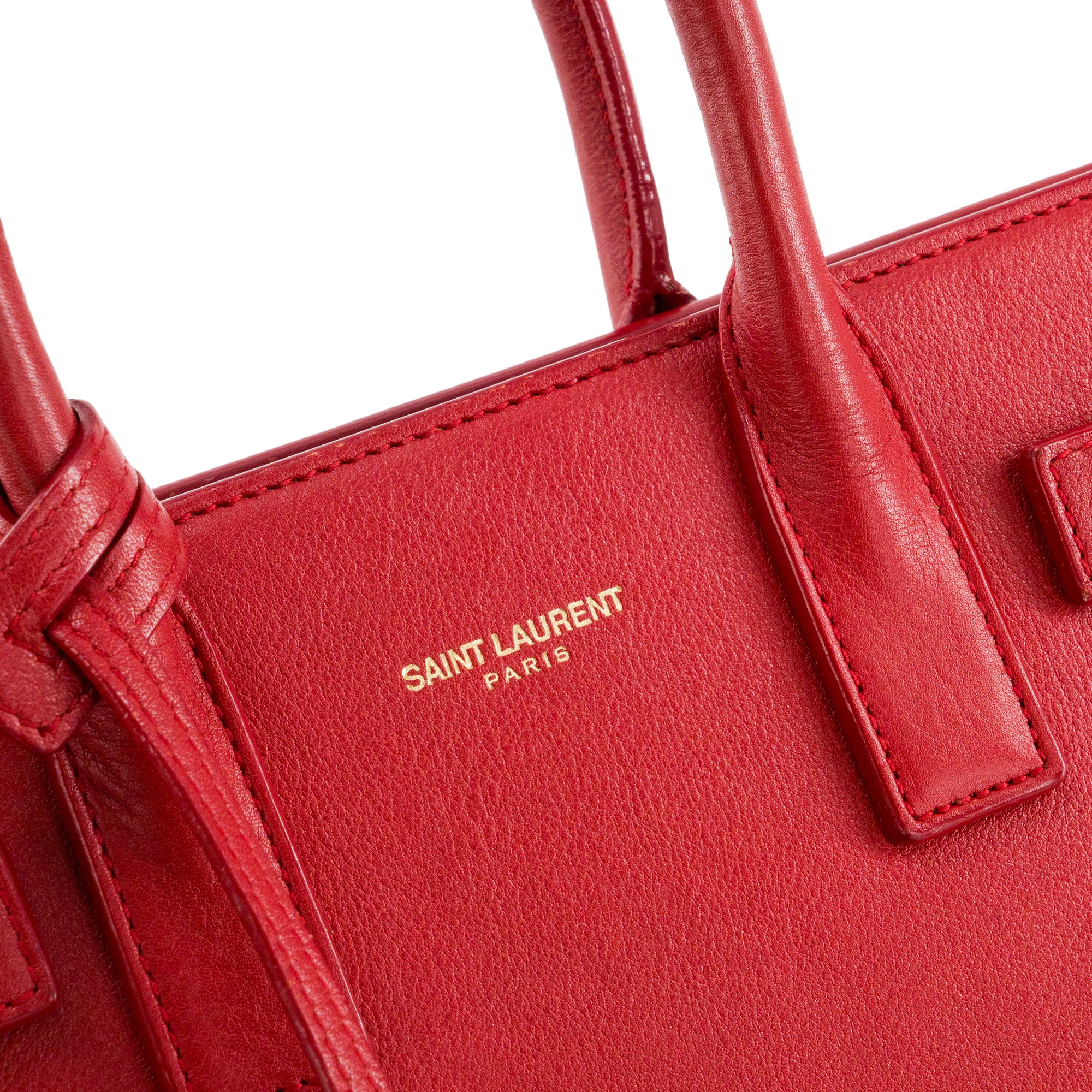 SAINT LAURENT - Sac de jour Nano Saint Laurent en cuir lisse rouge