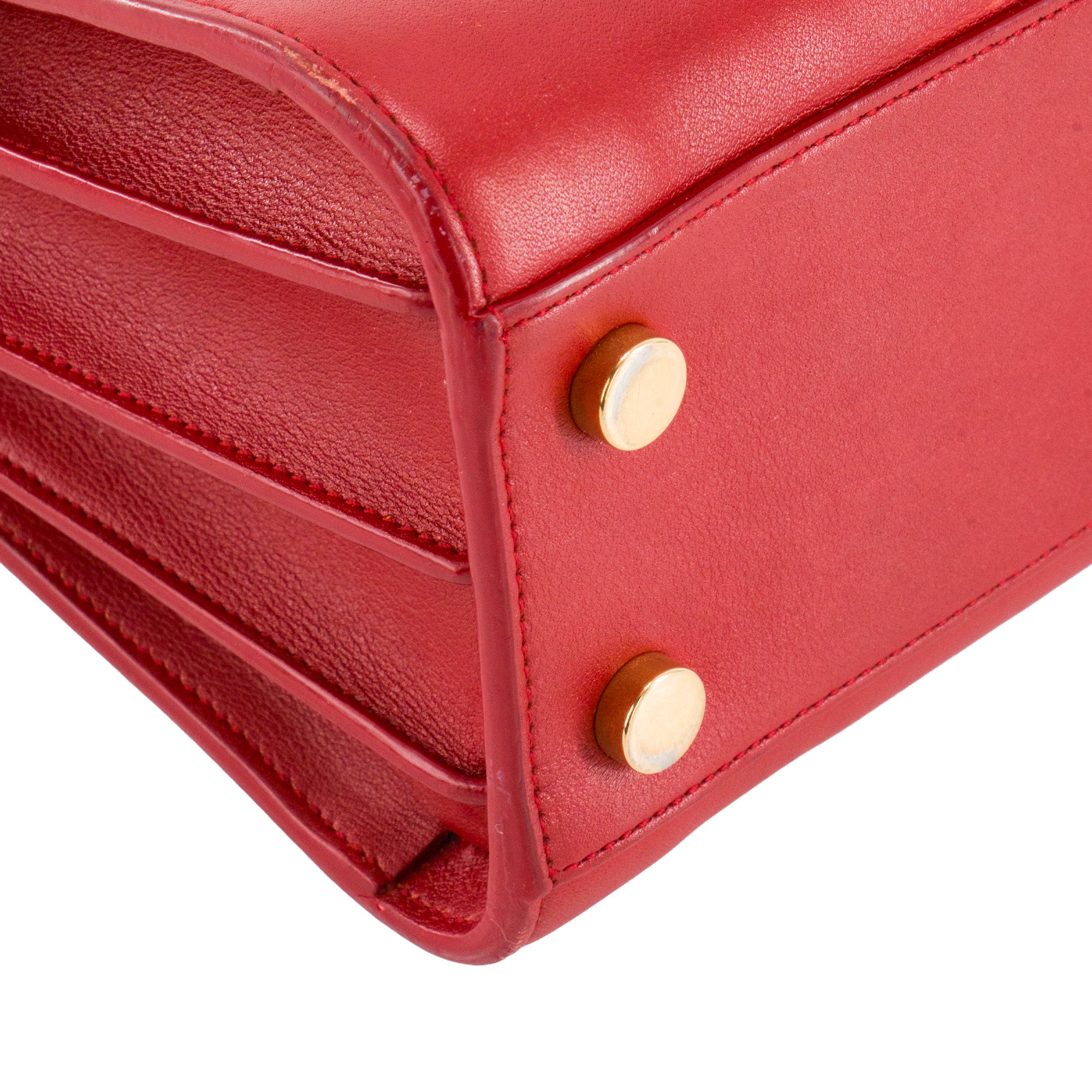 SAINT LAURENT - Sac de jour Nano Saint Laurent en cuir lisse rouge