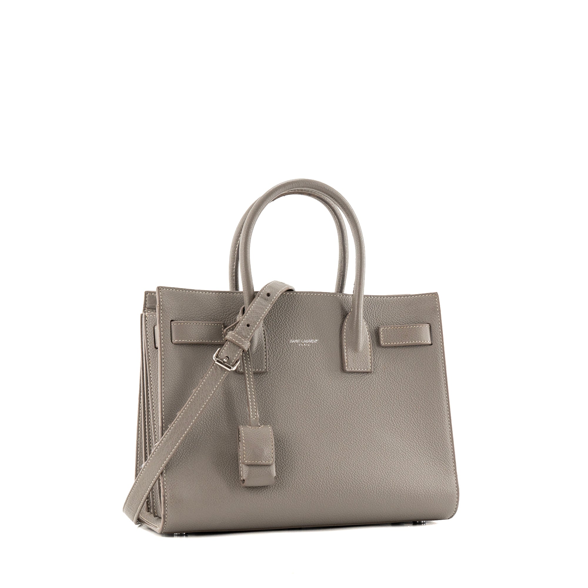 SAINT LAURENT - Sac de jour Baby Saint Laurent en cuir grainé gris
