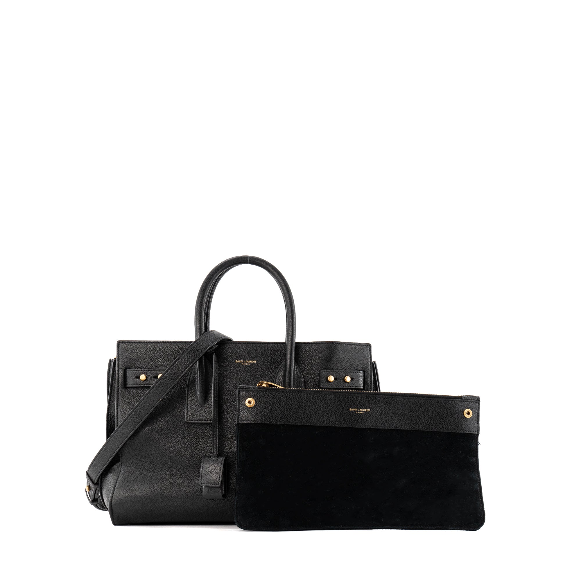 SAINT LAURENT - Sac de Jour Small Saint Laurent en cuir grainé noir