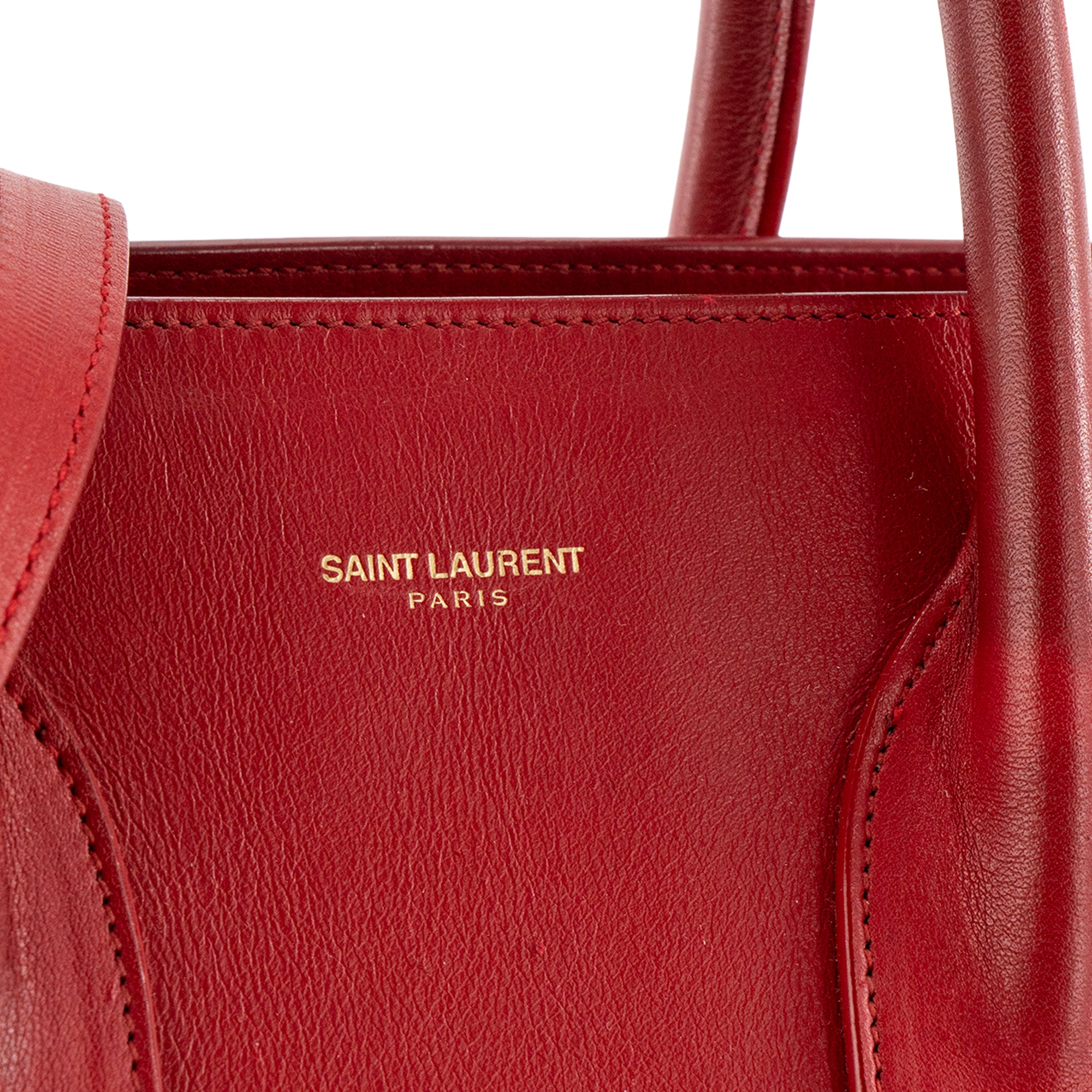 SAINT LAURENT - Sac de jour Small Saint Laurent en cuir rouge