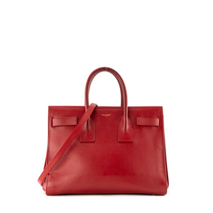 SAINT LAURENT - Sac de jour Small Saint Laurent en cuir rouge