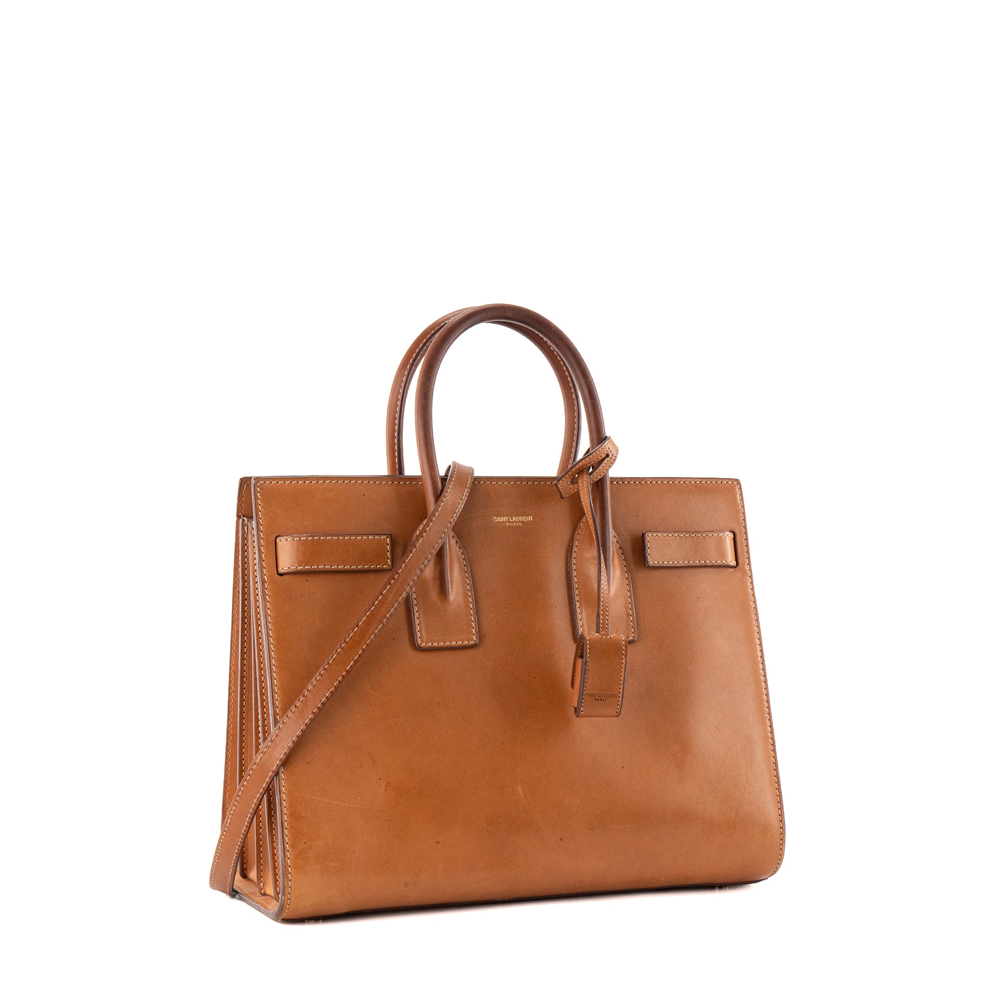 SAINT LAURENT - Sac de Jour Small Saint Laurent en cuir lisse marron