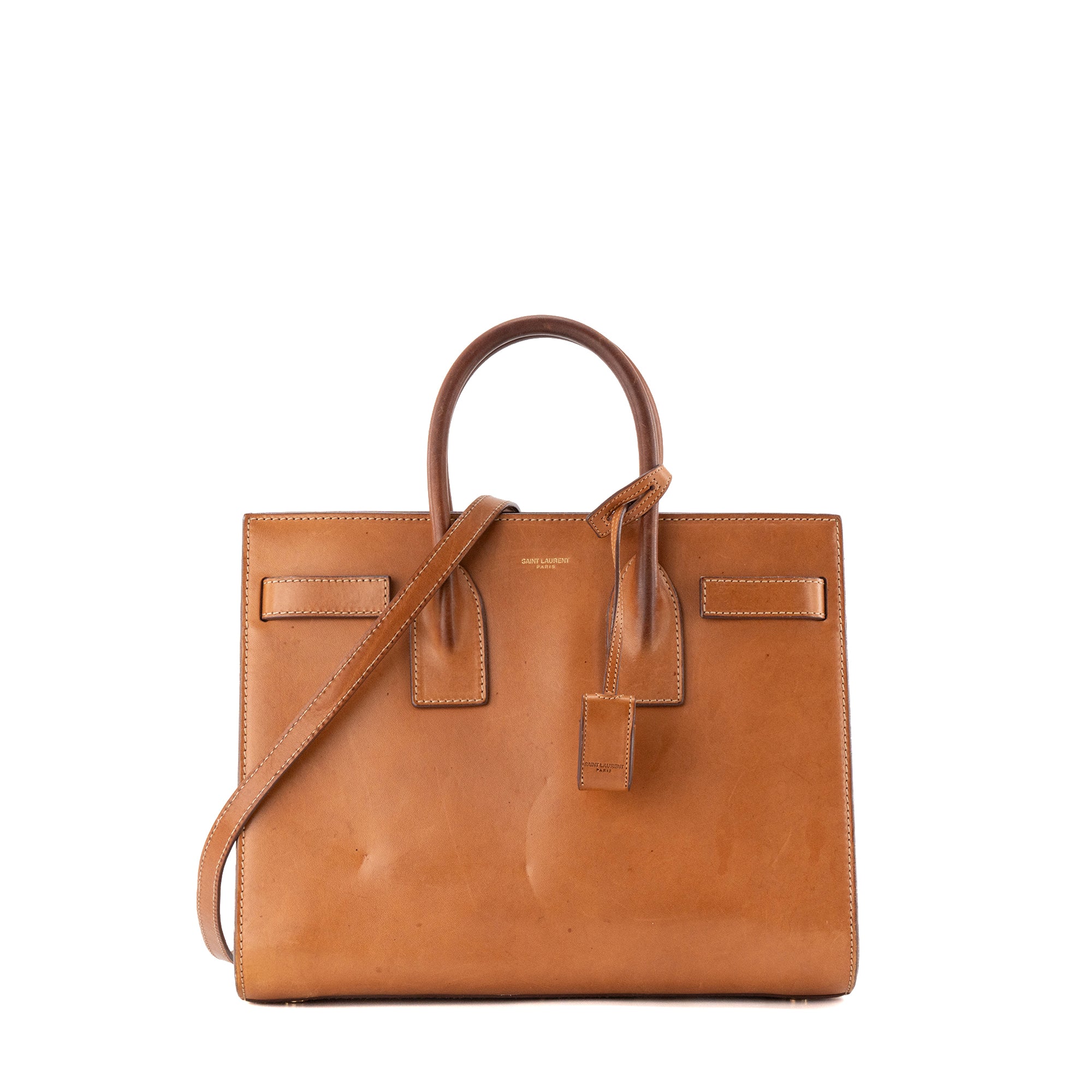 SAINT LAURENT - Sac de Jour Small Saint Laurent en cuir lisse marron