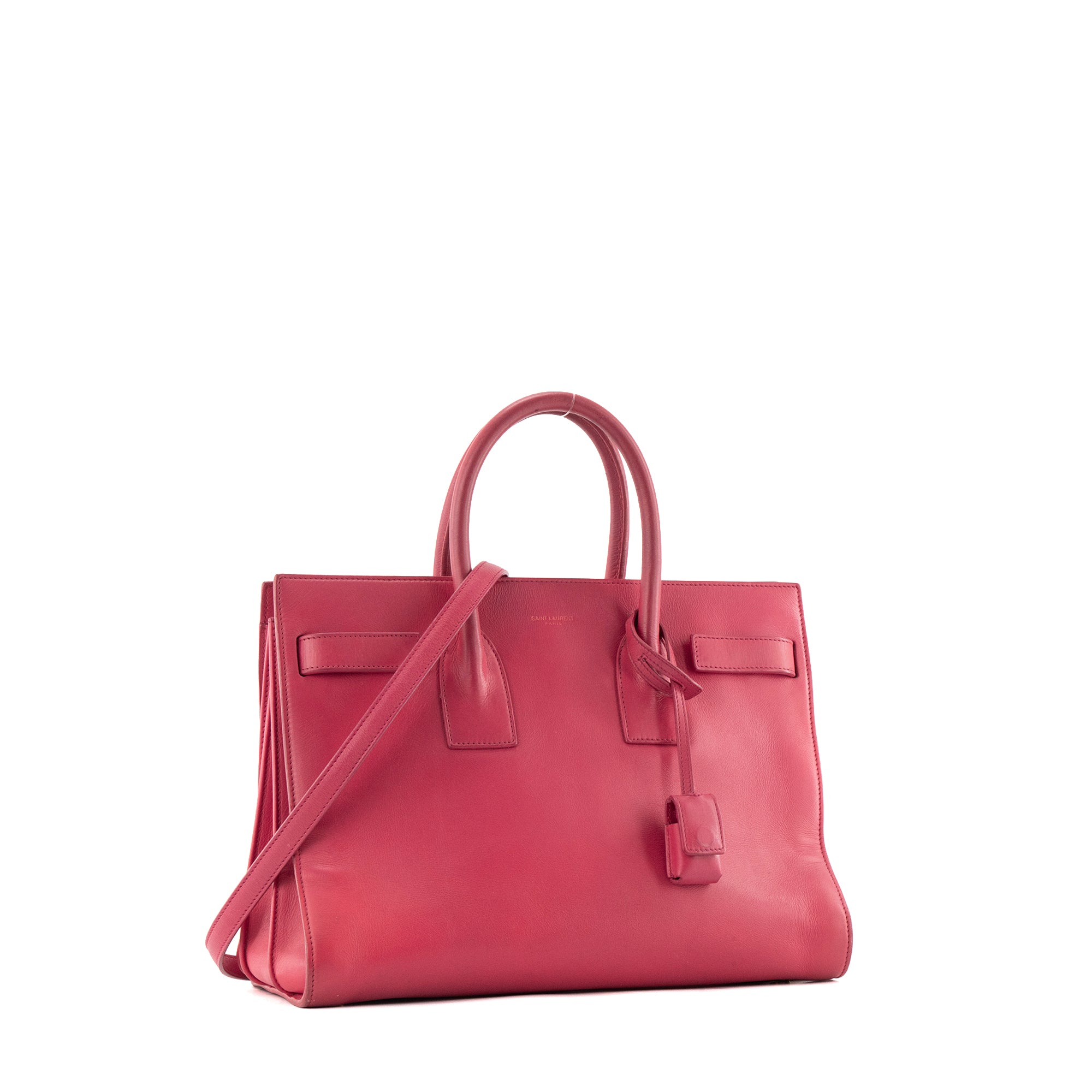 SAINT LAURENT - Sac de Jour Small Saint Laurent en cuir lisse rose