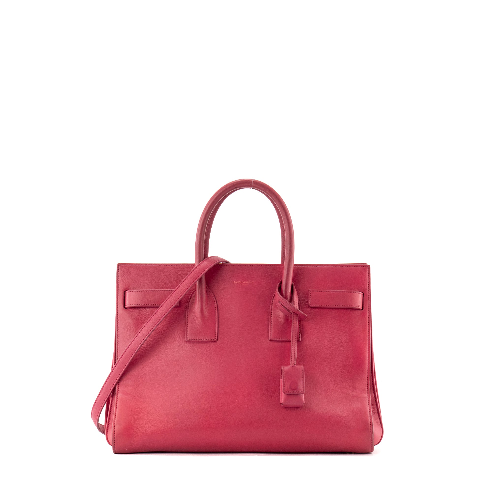 SAINT LAURENT - Sac de Jour Small Saint Laurent en cuir lisse rose