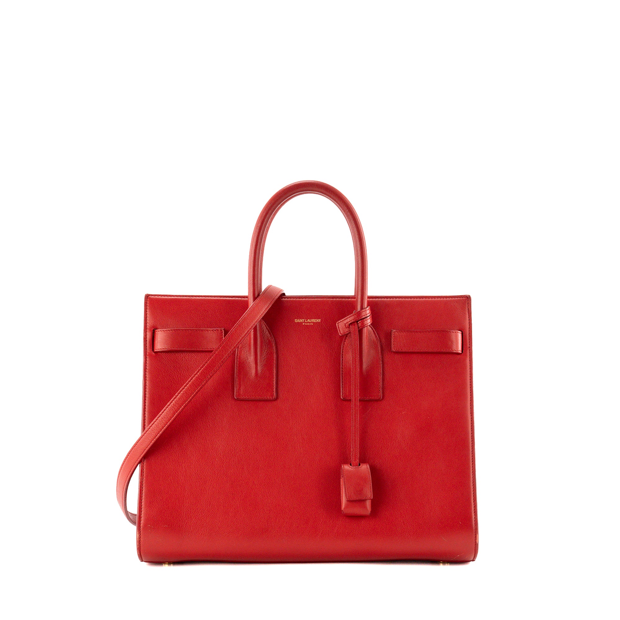 SAINT LAURENT - Sac de Jour Small Saint Laurent en cuir lisse rouge