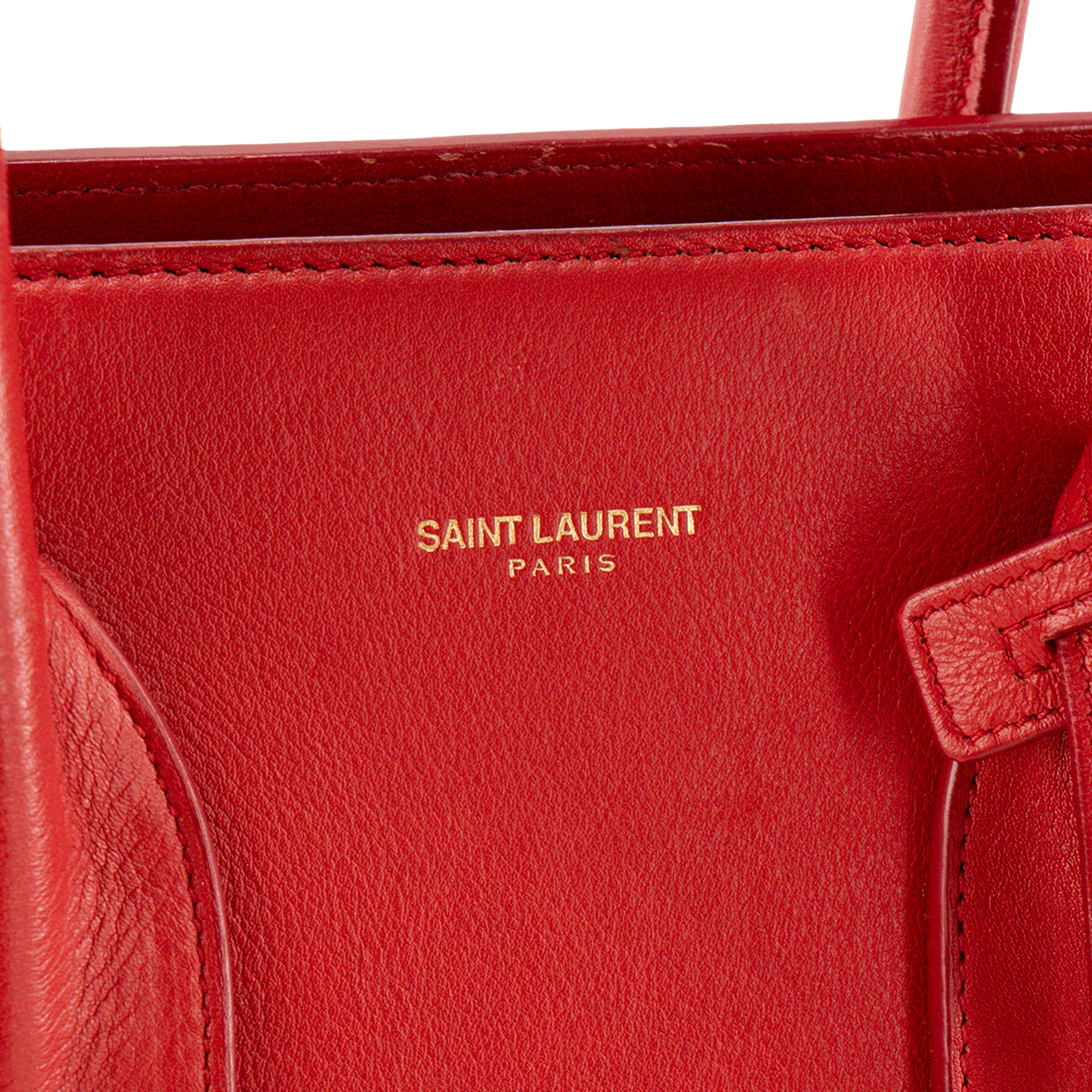 SAINT LAURENT - Sac de Jour Small Saint Laurent en cuir lisse rouge