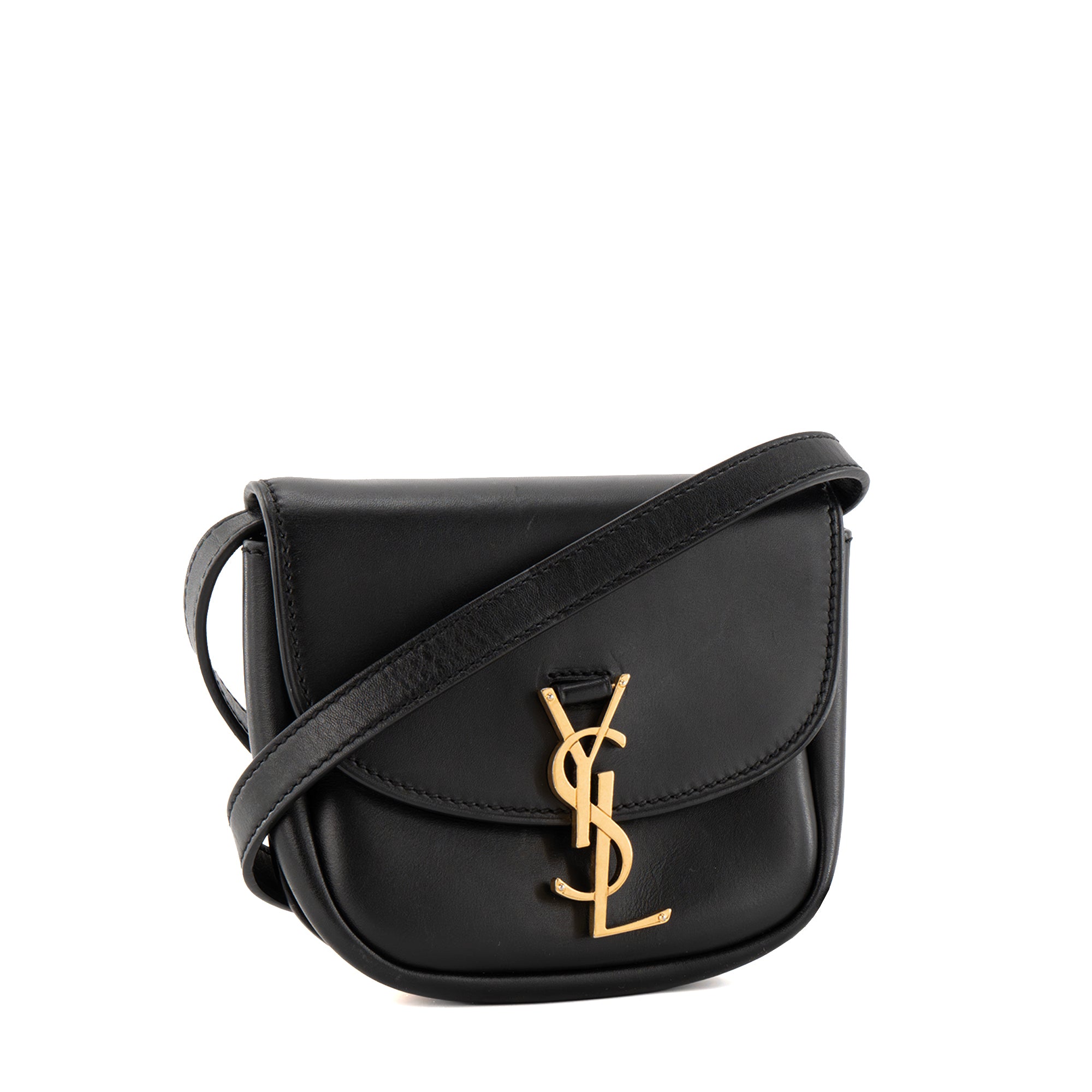 SAINT LAURENT - Sac à bandoulière Kaia mini Saint Laurent en cuir lisse noir