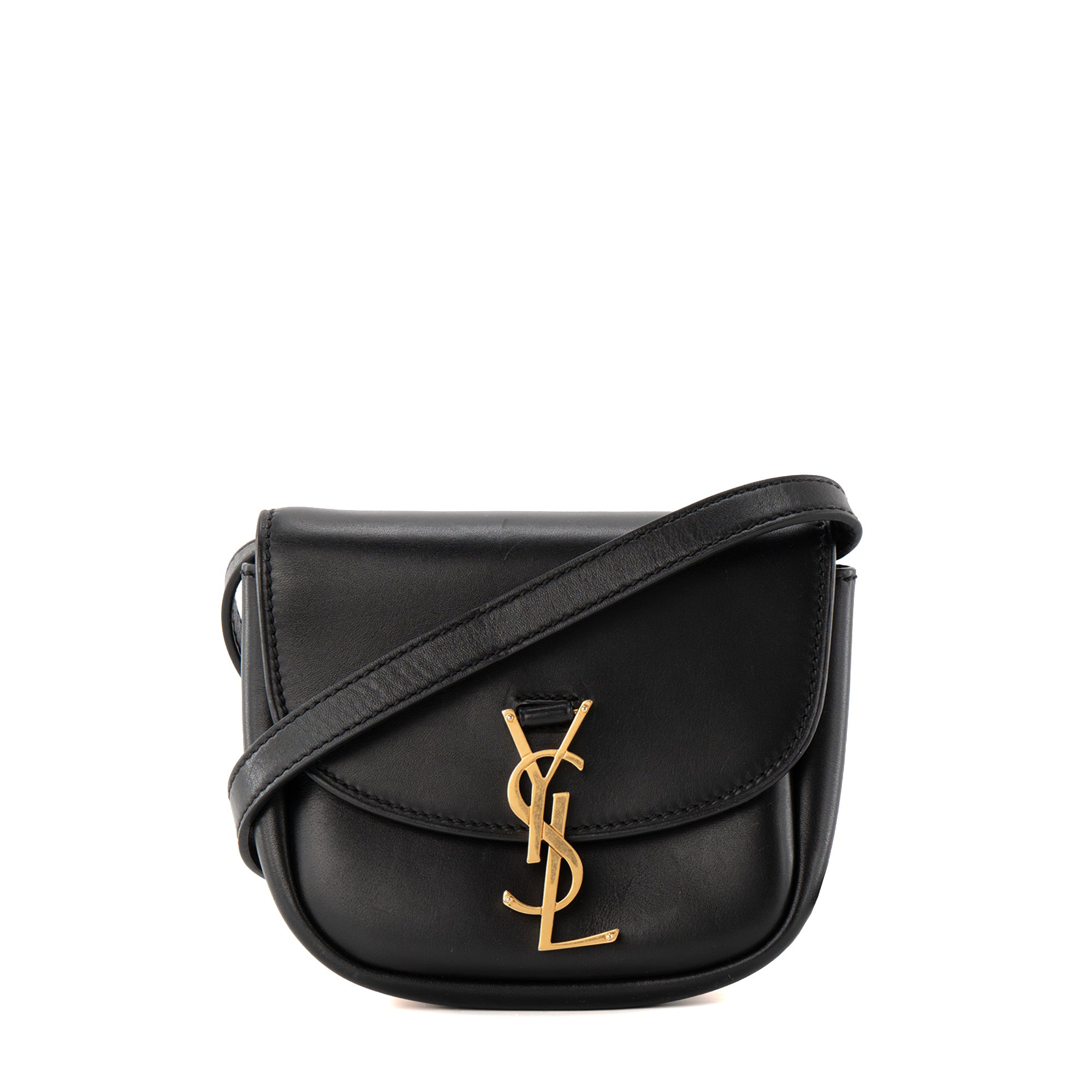 SAINT LAURENT - Sac à bandoulière Kaia mini Saint Laurent en cuir lisse noir