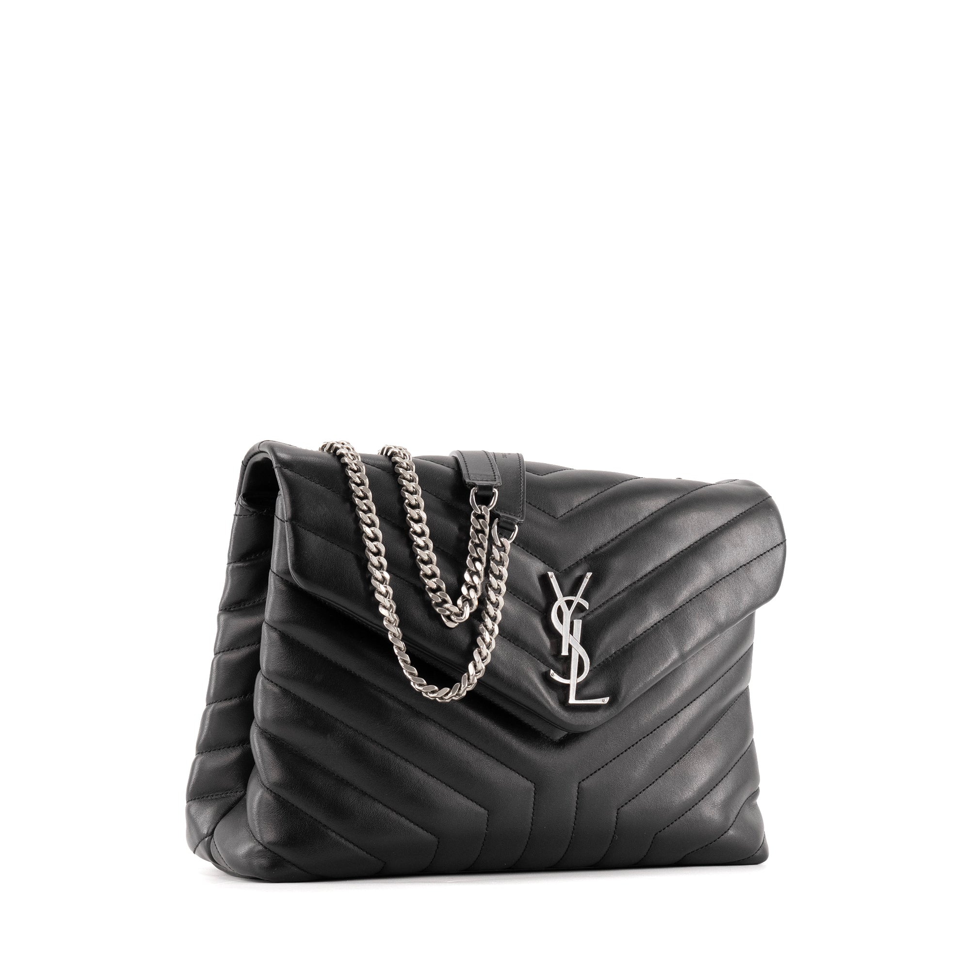 SAINT LAURENT - Sac à bandoulière Loulou Medium Saint Laurent en cuir noir